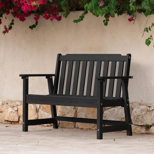 Ciokea 46" Heavy Duty Outdoor Bench, HDPE Weatherproof Garden Benches, Durable 2-Person Porch Benches with 660 Lbs, Waterproof Patio Bench for Outside Balcony Deck Backyard, Black