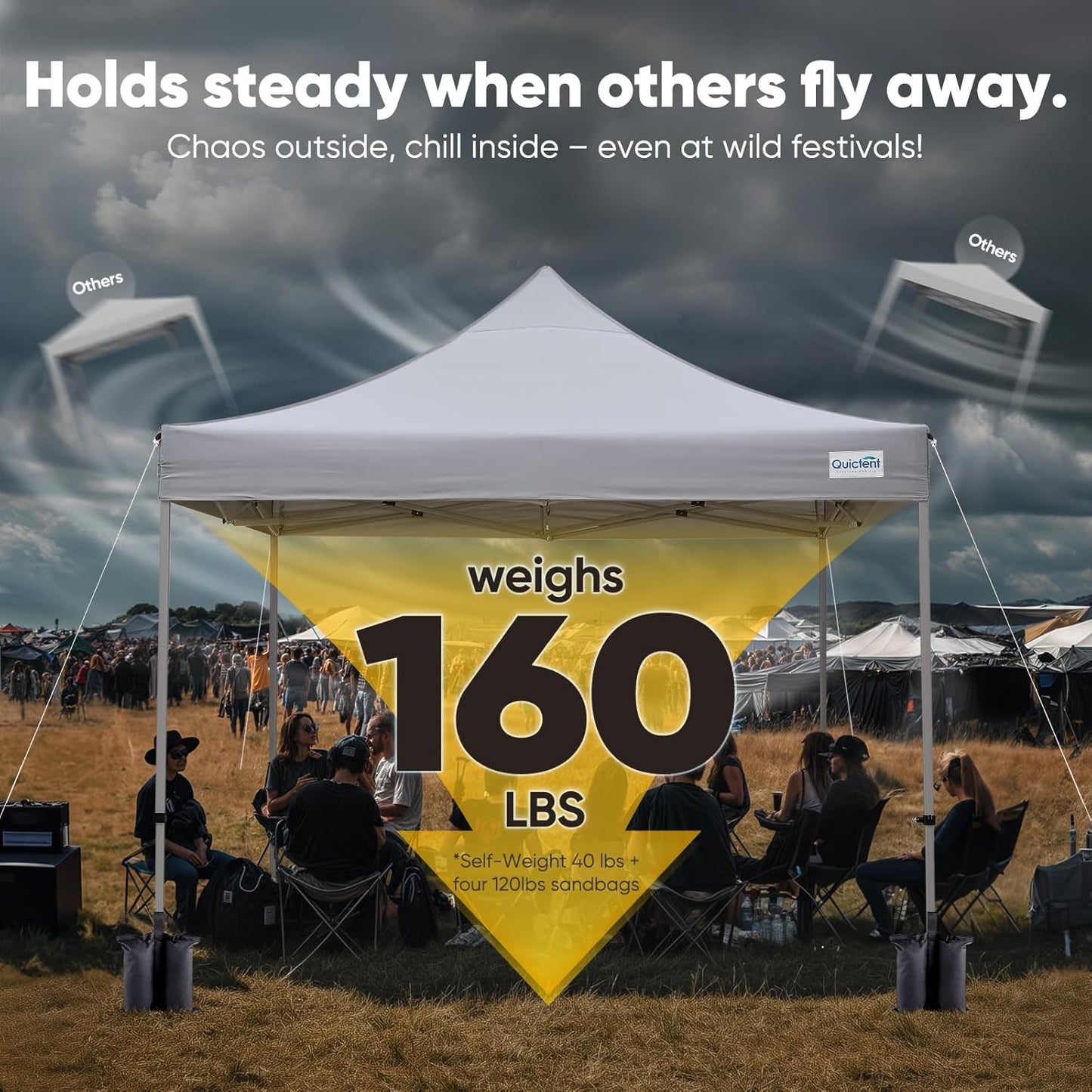 Quictent 10x10 Heavy Duty Pop Up Canopy Tent- Easy up Outdoor Commercial Canopies, Waterproof, 11ft Interior Height, Easy Setup, Includes Sand Weight Bags and Wheeled Carry Bag