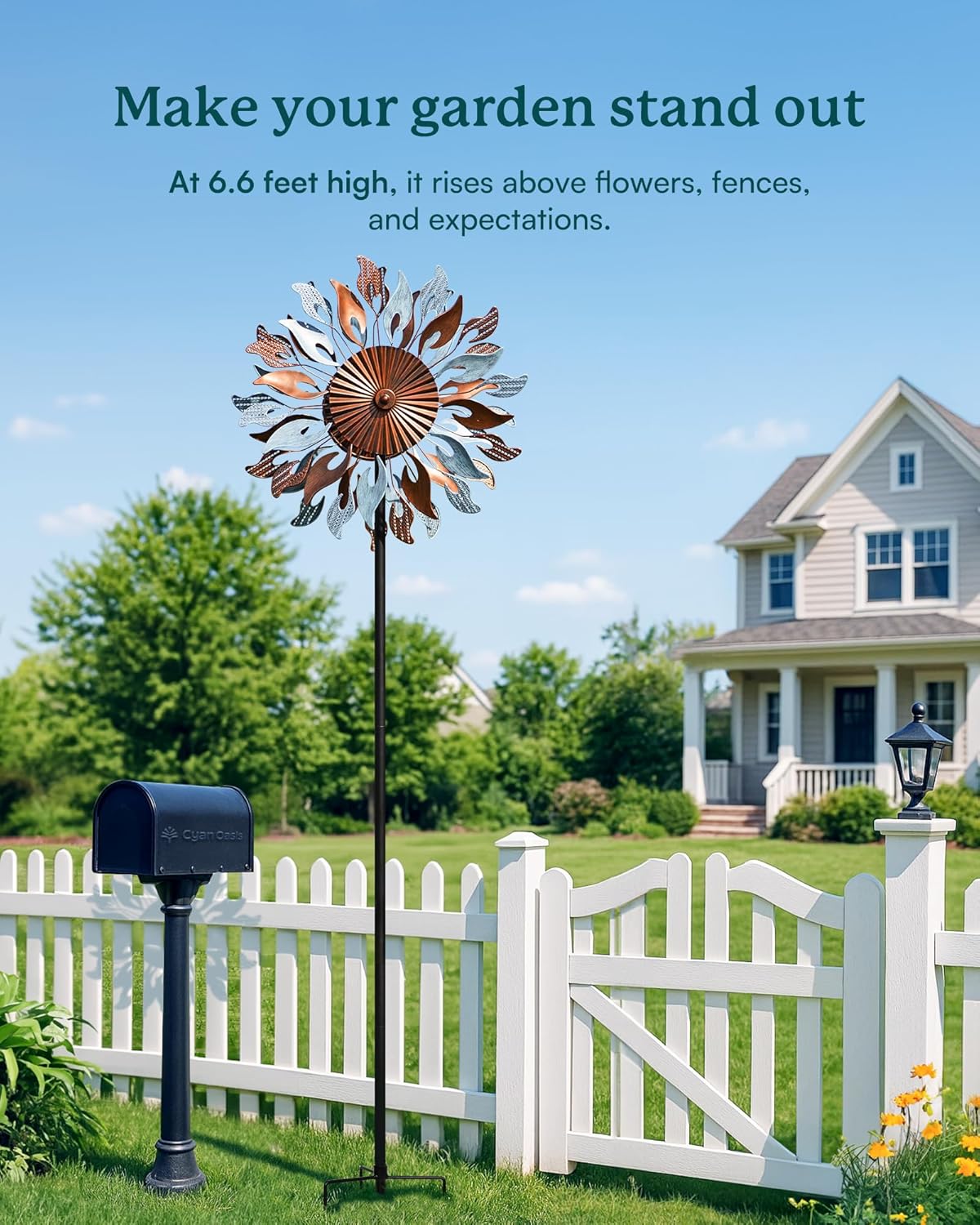 Wind Spinners Yard Garden - Large Wind Sculptures & Spinners with Stake, Kinetic Metal Windmill Spinner Decor for Garden Lover (22" W x 83“ H)