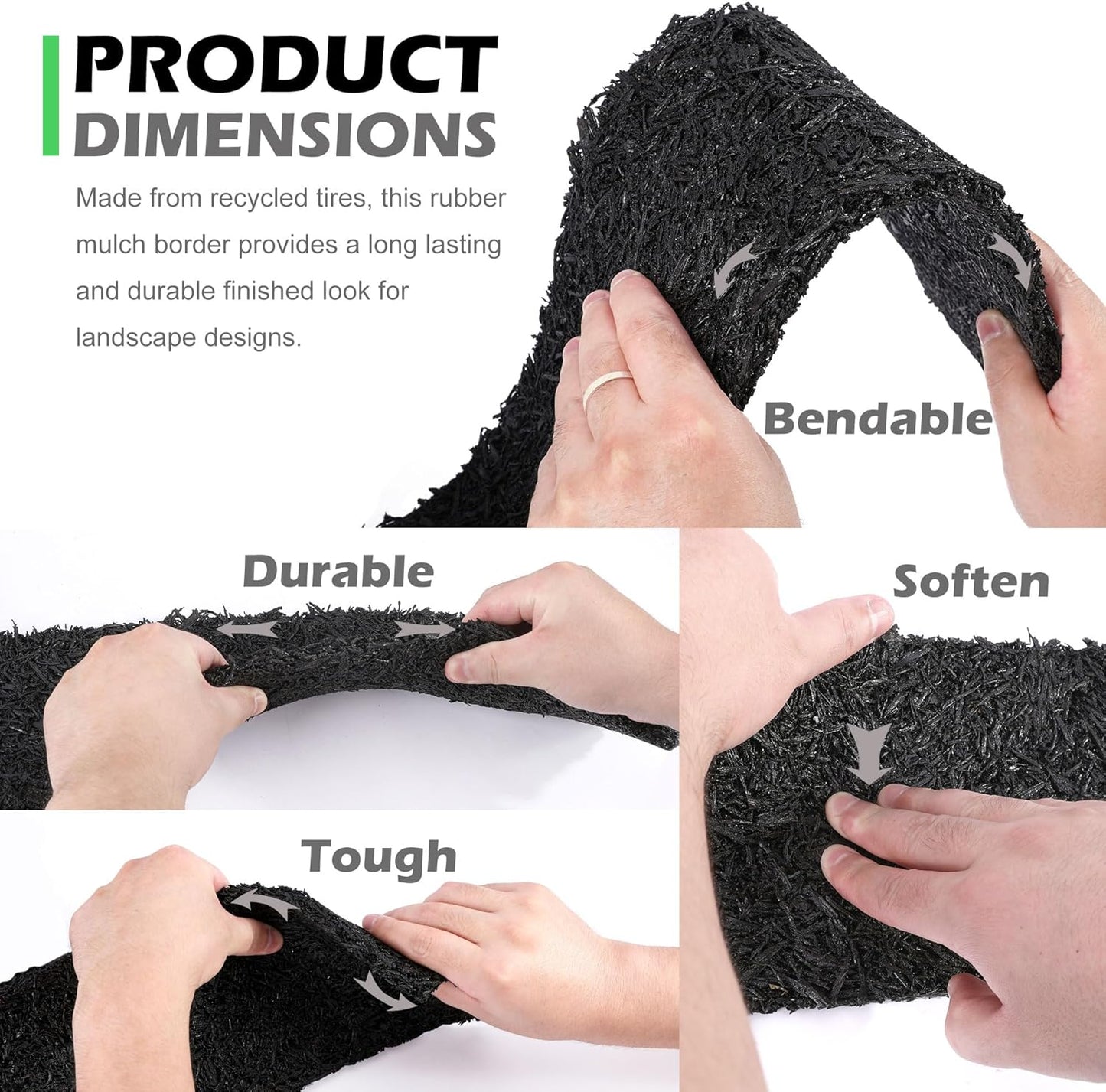 140" x 5.5" Rubber Mulch Roll for Landscaping-Permanent Garden Mulch Barrier-Recycled Rubber Mulch Mat Roll for Plants, Vegetables, and Flowers (Black)