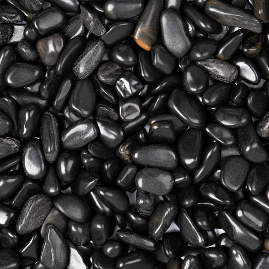 20lbs Black Natural River Rocks, High-Polished Pebbles for Plants Garden, 0.3-0.8 inch Decorative Stones, Ideal for Fish Tank, Vases, Home Decor and Garden Landscaping,Black