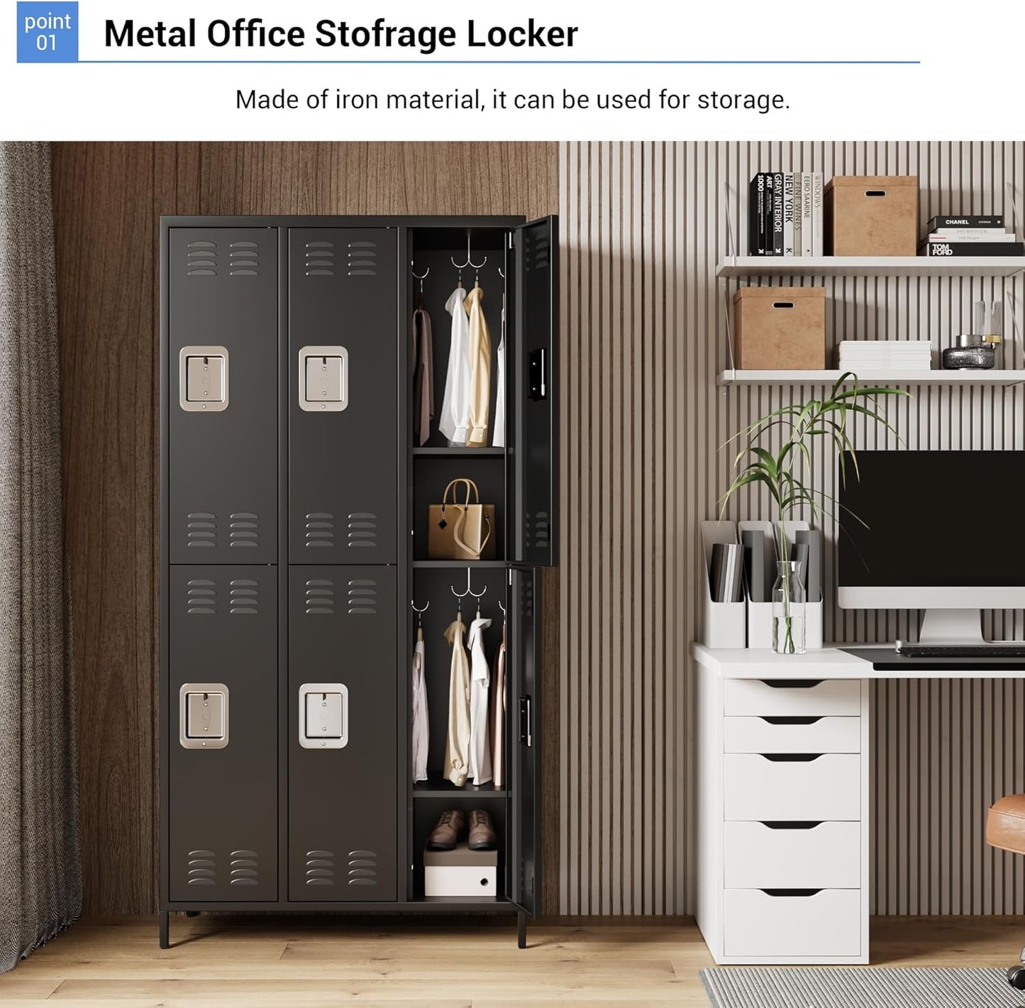 GAOMON Metal Lockers, 6-Door Metal Storage Cabinets Locker, Secure Storage Solution, Perfect for Offices, Gyms, Schools & Homes, Organizes Personal and Work Belongings Easily