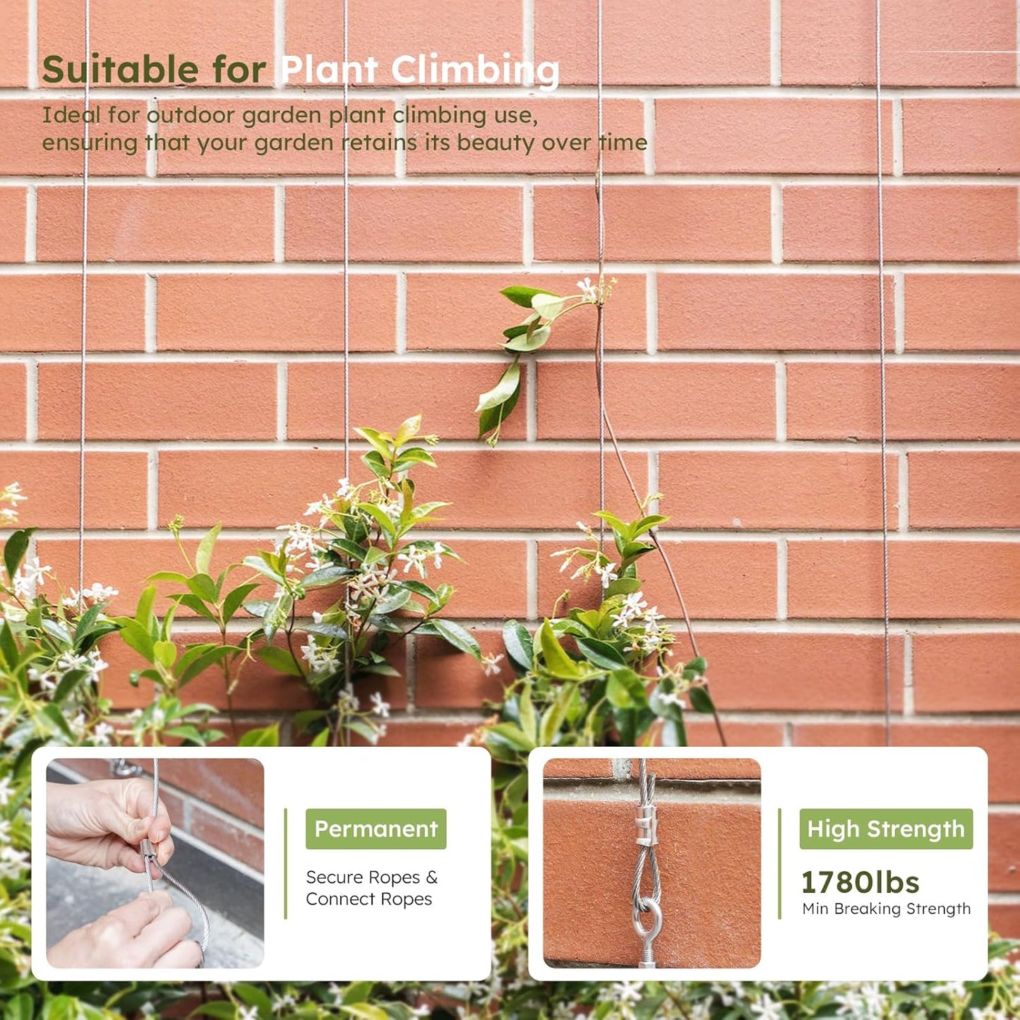 1/8 Inch Stainless Steel Cable Kit 200FT, 7 x 7 Strands Wire Rope with Aluminium Sleeves & Thimbles for Deck Railing, String Light Hanging, Shade Sail, Garden and DIY Projects