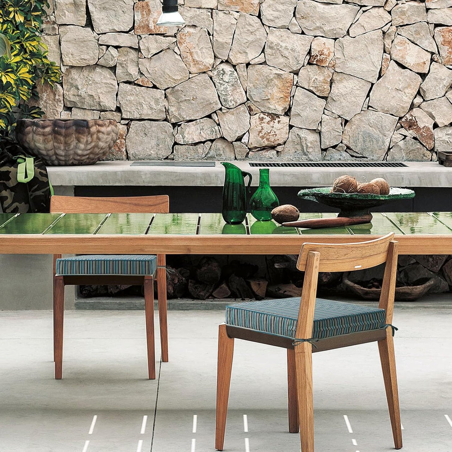 Sunbrella Square Corner Seat Cushions, 19" x 19" x 3", Set of 4, Indoor Outdoor Water Repellent Universal Chair Pads with Ties for Patio Furniture, Garden Dining Chairs, Swell Turquoise