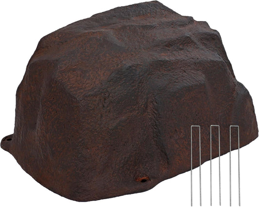 Sunnydaze 14” H Polyresin Faux Landscape Rock Cover - Lightweight Fake Rock Well Pump Cover for Outside - Brown