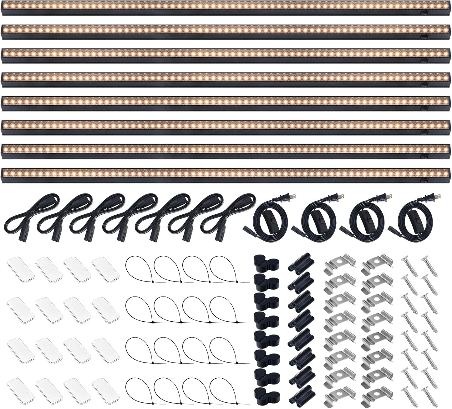 Barrina T5 Grow Lights for Indoor Plants, 3FT 128W (8 X 16W) Plant Grow Lights Indoor with Magnetic Bar, Linkable Plant Growing Lamps with Black Cover, Plug and Play, Yellow, 8 Packs