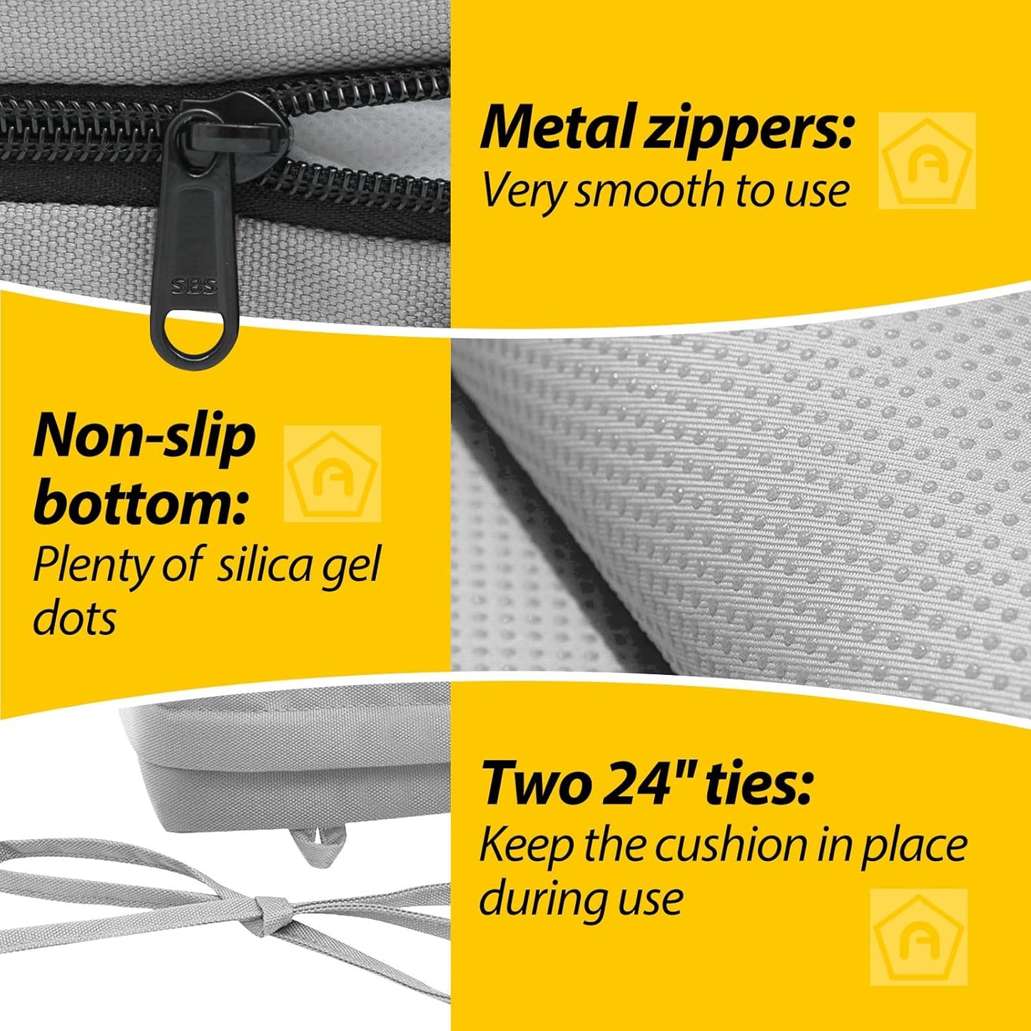 AAAAAcessories Outdoor Seat Cushions for Chairs, Waterproof, Fade-Resistant Patio Furniture Replacement Cushions, 18.5" x 16" x 3", Set of 2, Gray