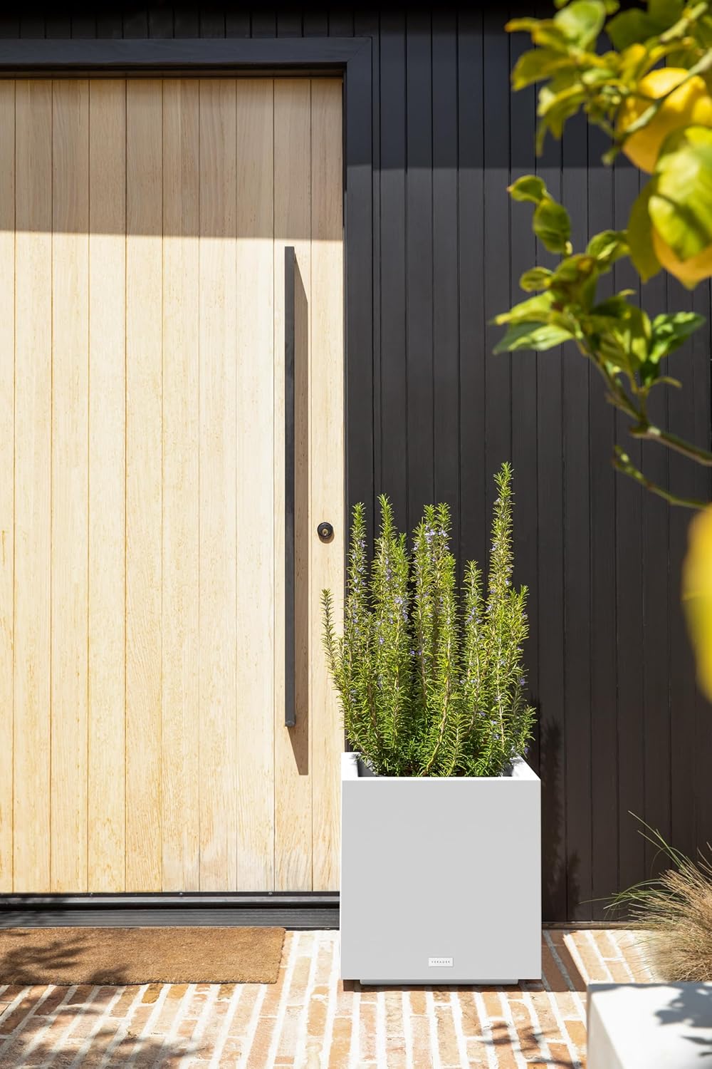 Veradek Block Series Cube Plastic Planter - Large Square Planter for Indoor or Outdoor Patio/Garden | Durable All-Weather Use with Drainage Holes | Modern Décor for Tall Plants, Trees, Flowers