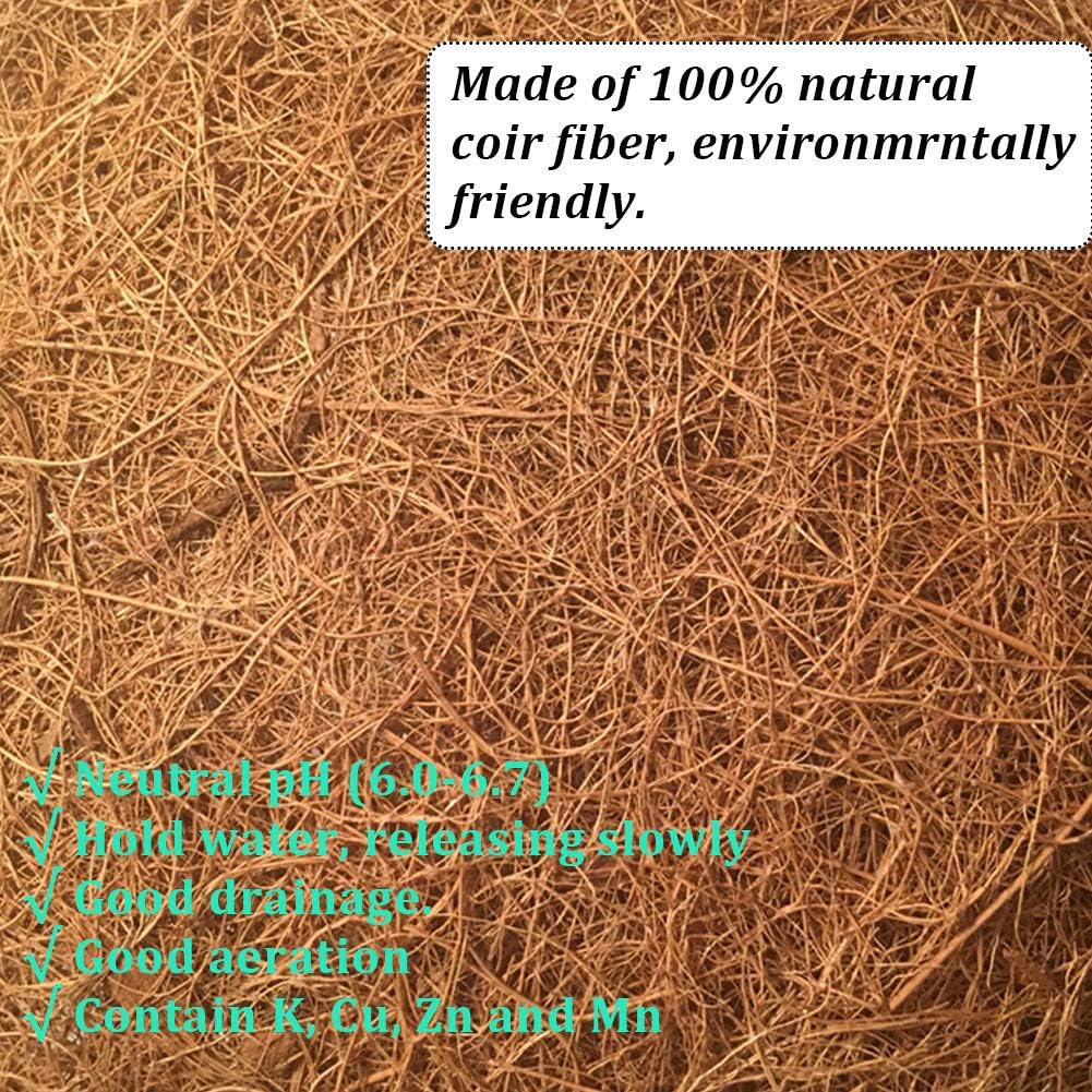 2PCS Half Round Hanging Basket Liners Replacement Coco Liner for Hanging Basket Wall Flower, 100% Natural Coconut Fiber Plant Basket Liner for Garden Planter Flower Pot (20 inch)