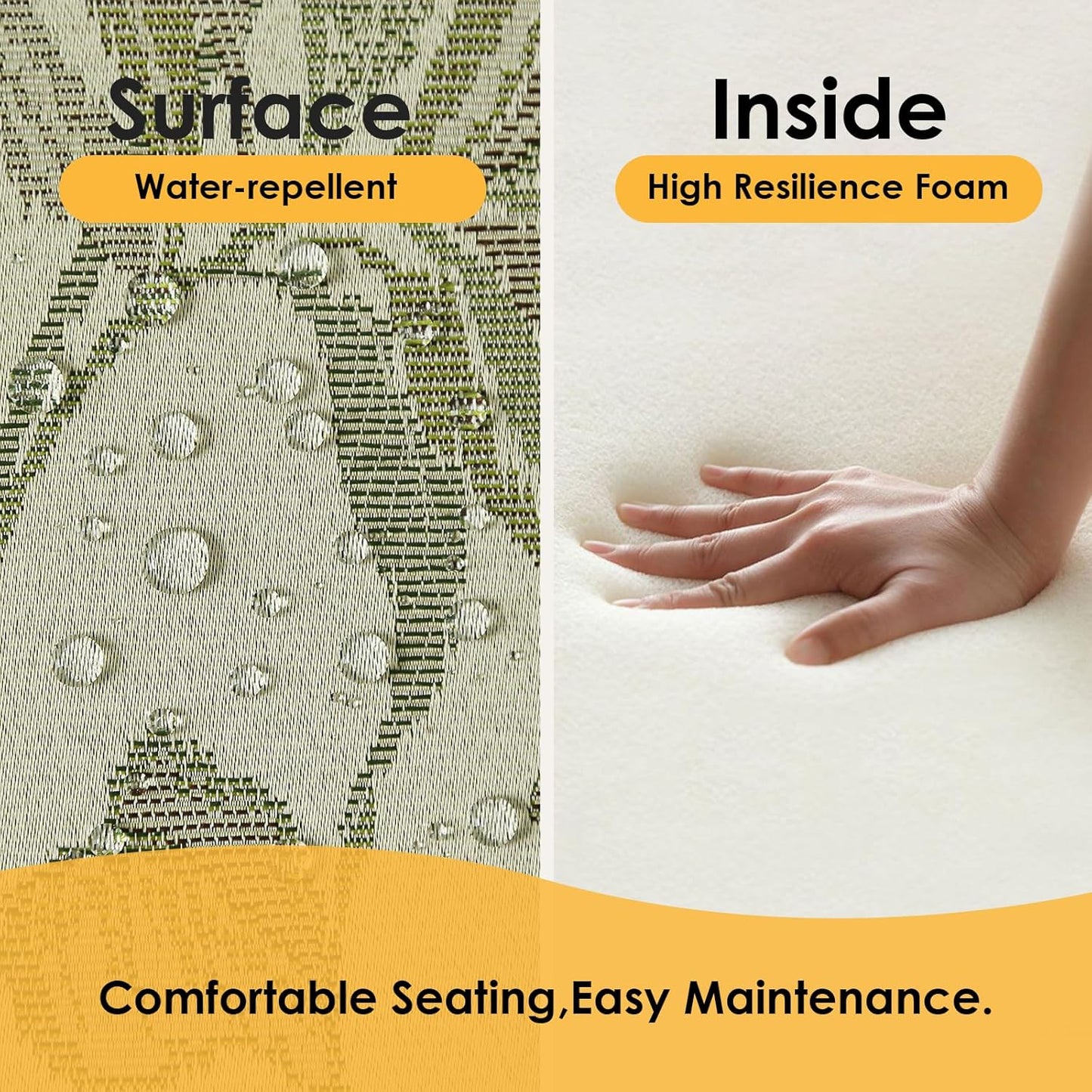 Outdoor Square Corner Seat Cushion, 19"x19"x3", Set of 4, Non Slip Seat Cushion Pads with Removable Cover for Patio Furniture, Garden Yard Lawn, Dark Green Vine