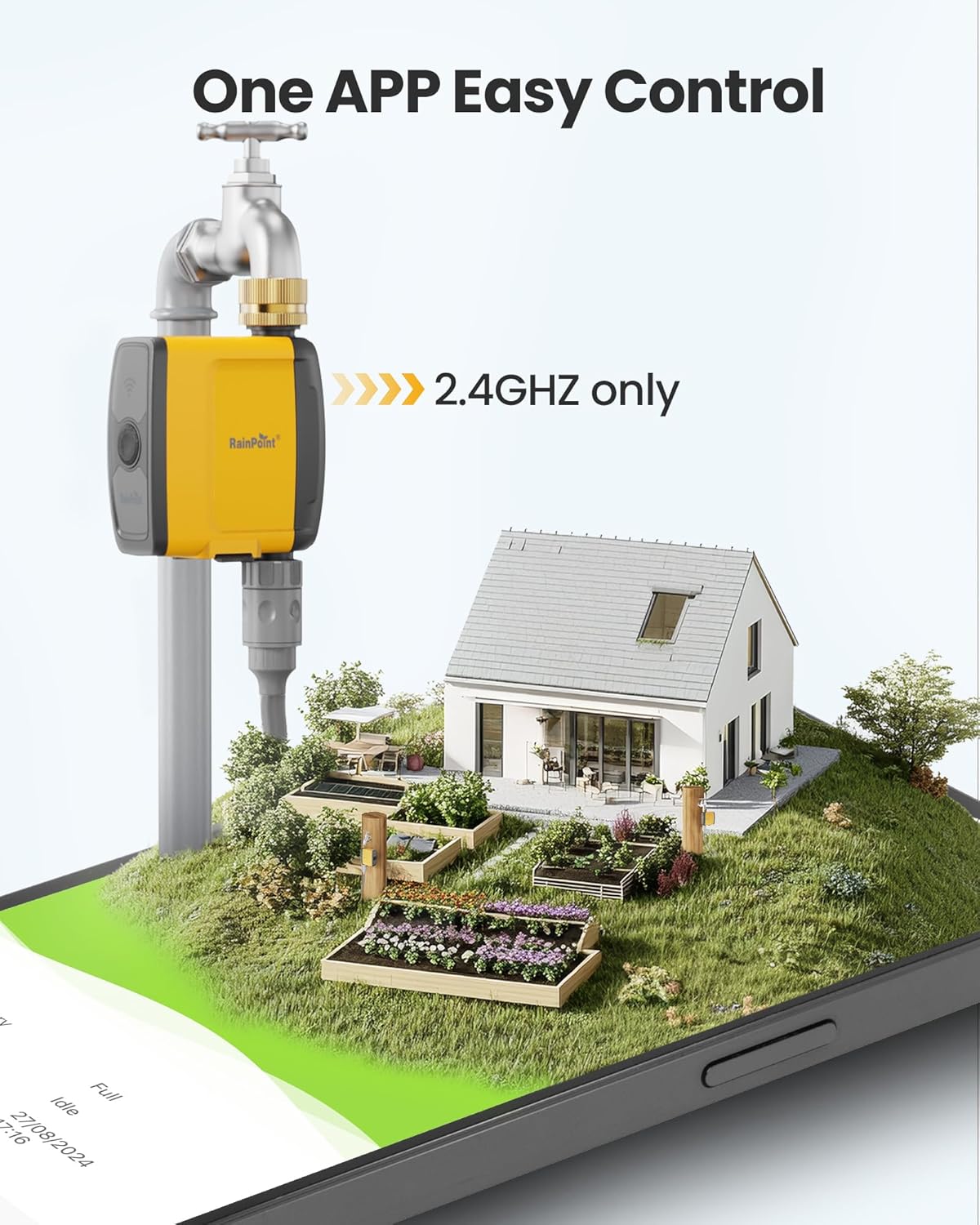 RAINPOINT WiFi Water Timer, Smart Hose Timer WiFi Irrigation Controller, Wireless Watering System Valve, APP & Voice Control, Weather-Based Automatic Rain Delay, Brass Inlet