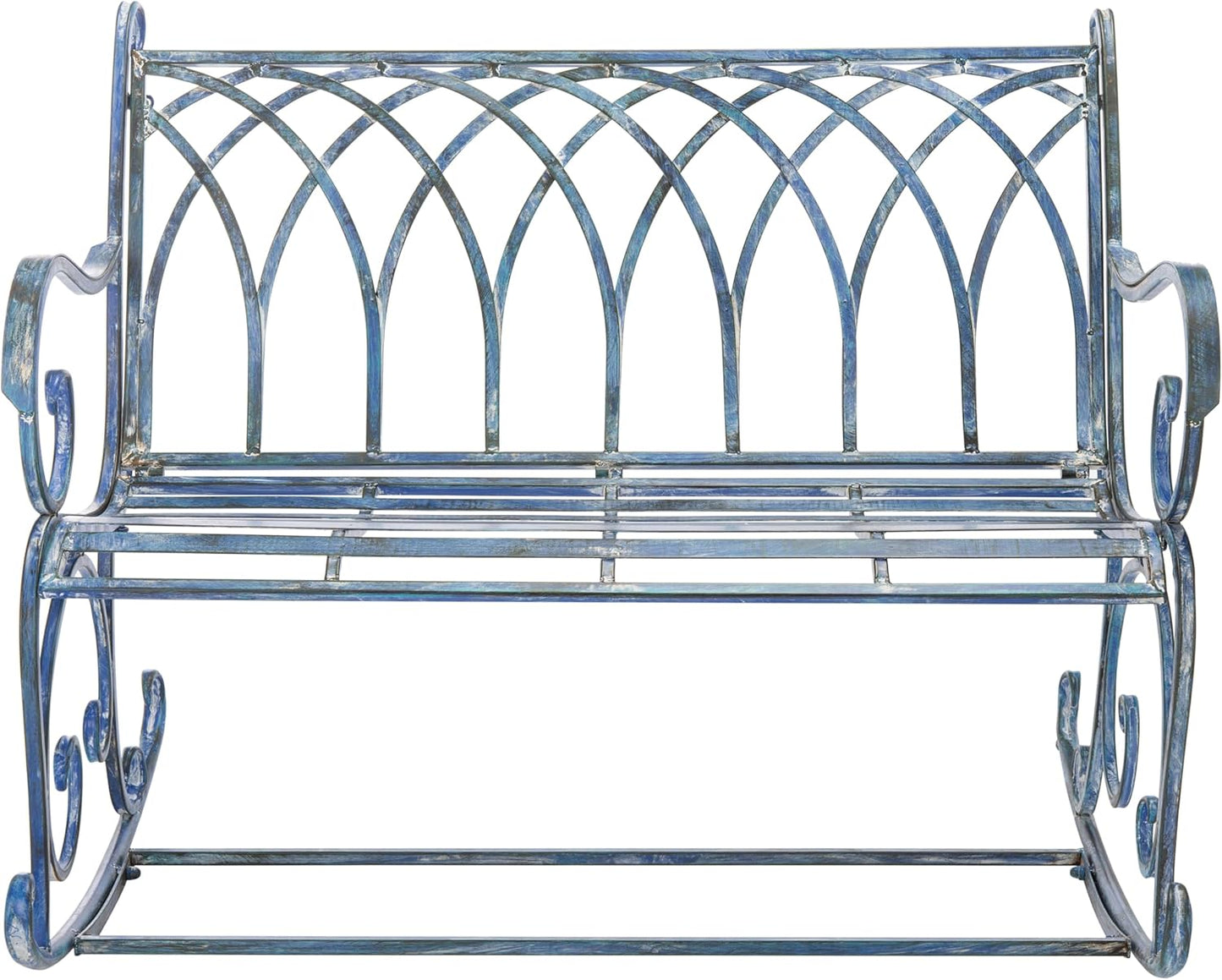 SAFAVIEH Outdoor Collection Ressi Victorian Antique Blue Patio Porch Entryway Backyard Rock Bench