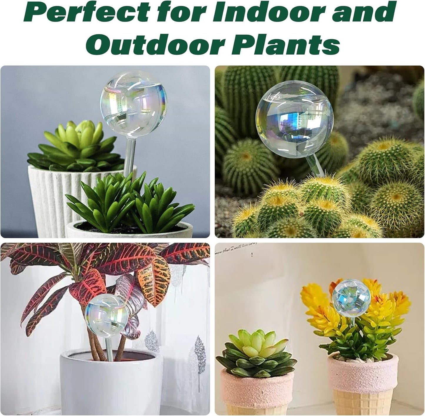 2 Pcs Glass Self Watering Globes, Iridescent Automatic Plant Waterer Bulbs Devices for Indoor & Outdoor Plants, Slow Release Watering Devices System for Various Plants (2pcs)
