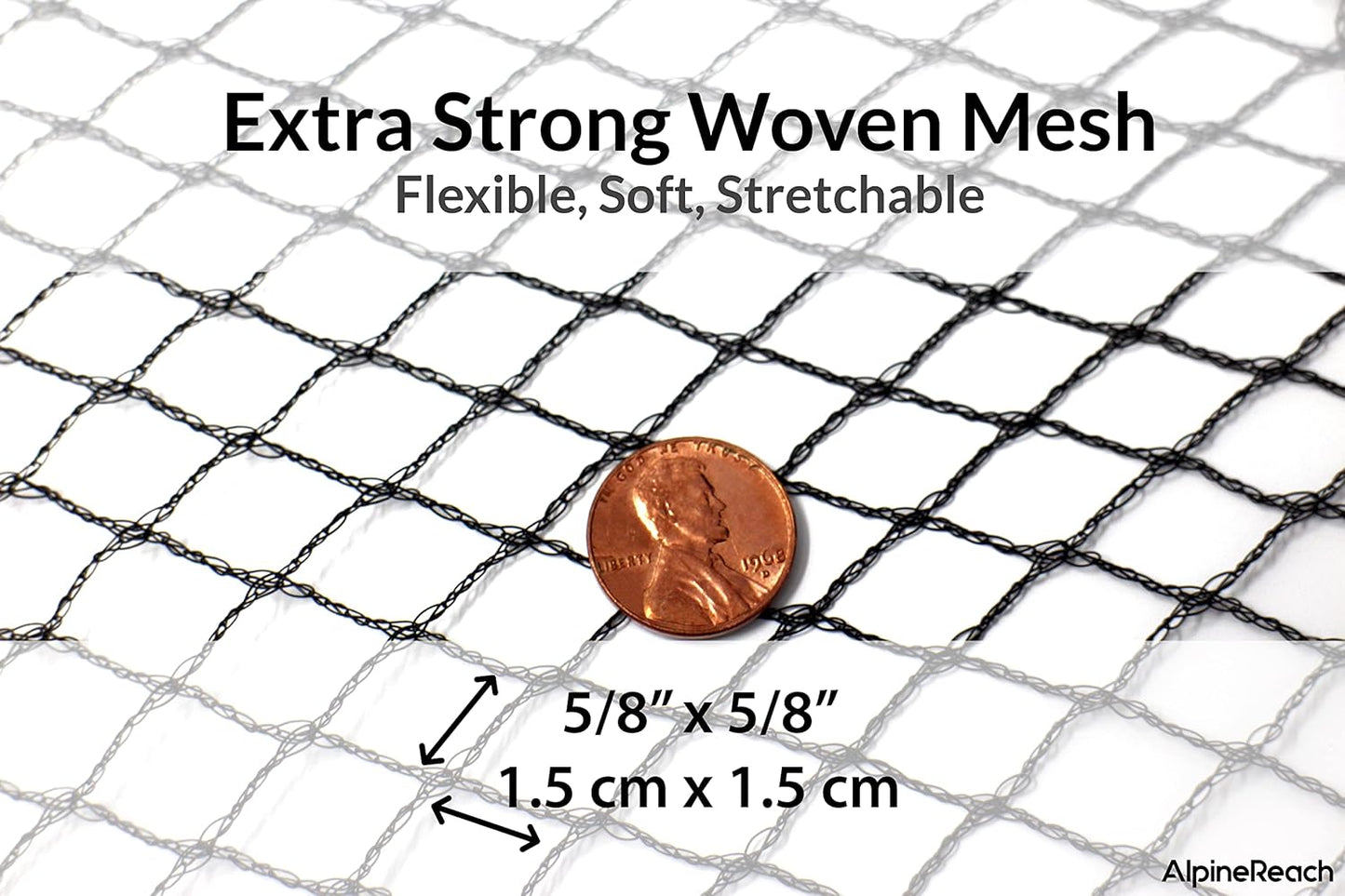AlpineReach Garden Netting 7.5 x 100 ft Heavy Duty Bird Net, Deer, Plant Protection Extra Strong Woven Mesh, Reusable Kit with Zip Ties, Animal Fencing for Fruits Trees, Green