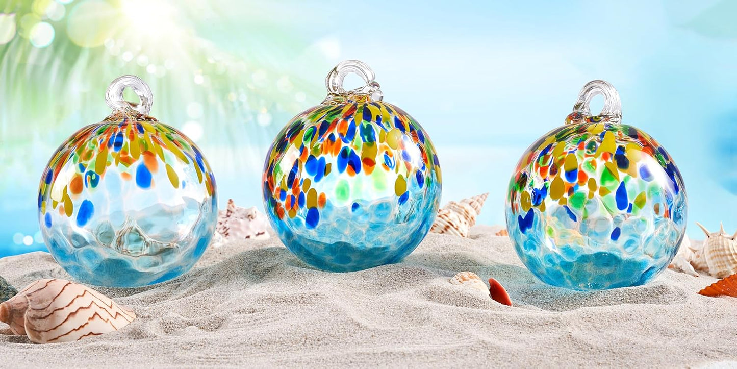 EUSTUMA Hand Blown Glass Witch Ball,Glass Ball Ornament Hanging Garden Gazing Ball Indoor Outdoor Home Décor. (1)