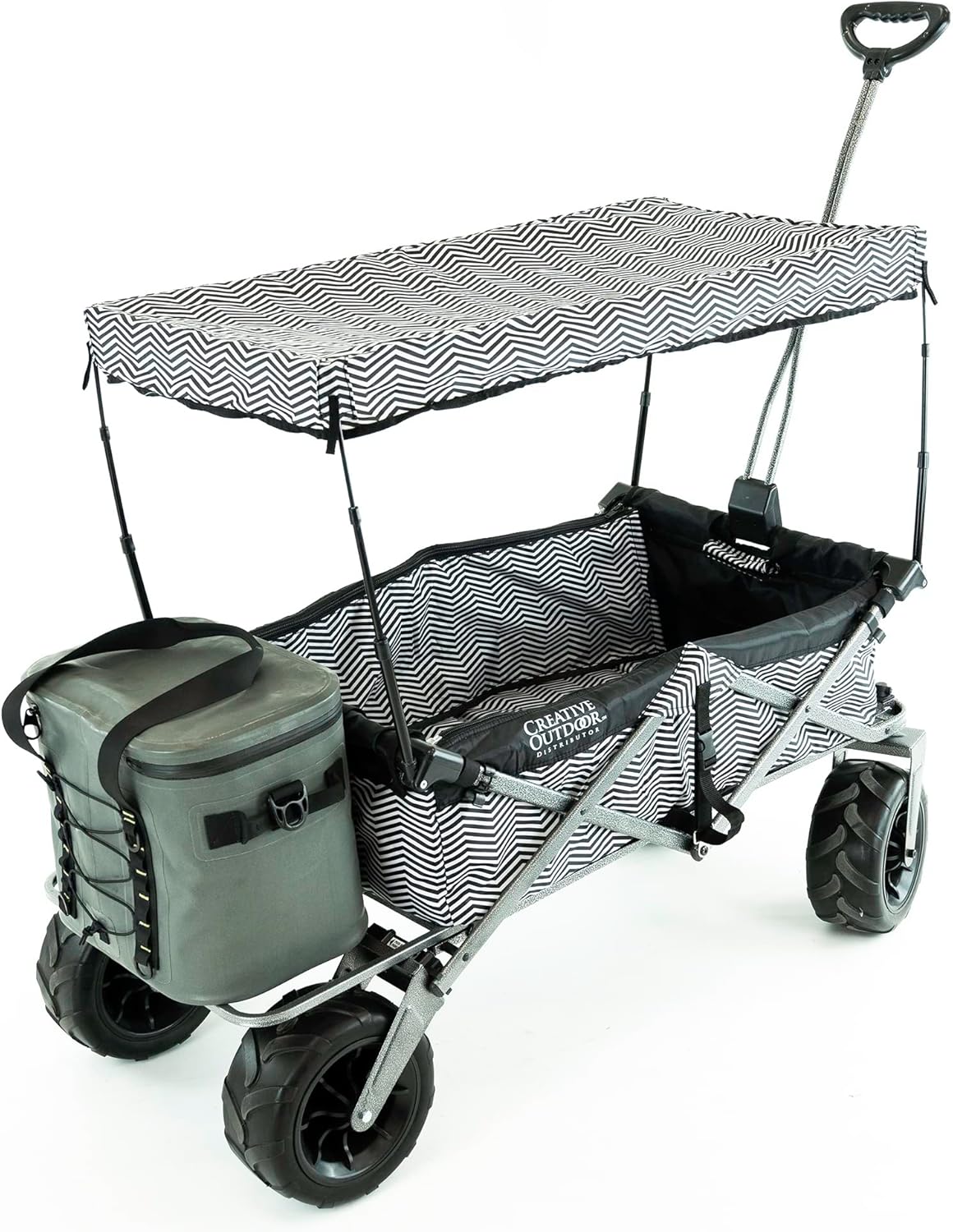 Creative Outdoor Push Pull Stroller Wagon, Beach Hauler XXL with Canopy, Collapsible and Portable Heavy Duty Folding Cart, Supports up to 200lbs Weight Capacity, Giant 10" Wheels