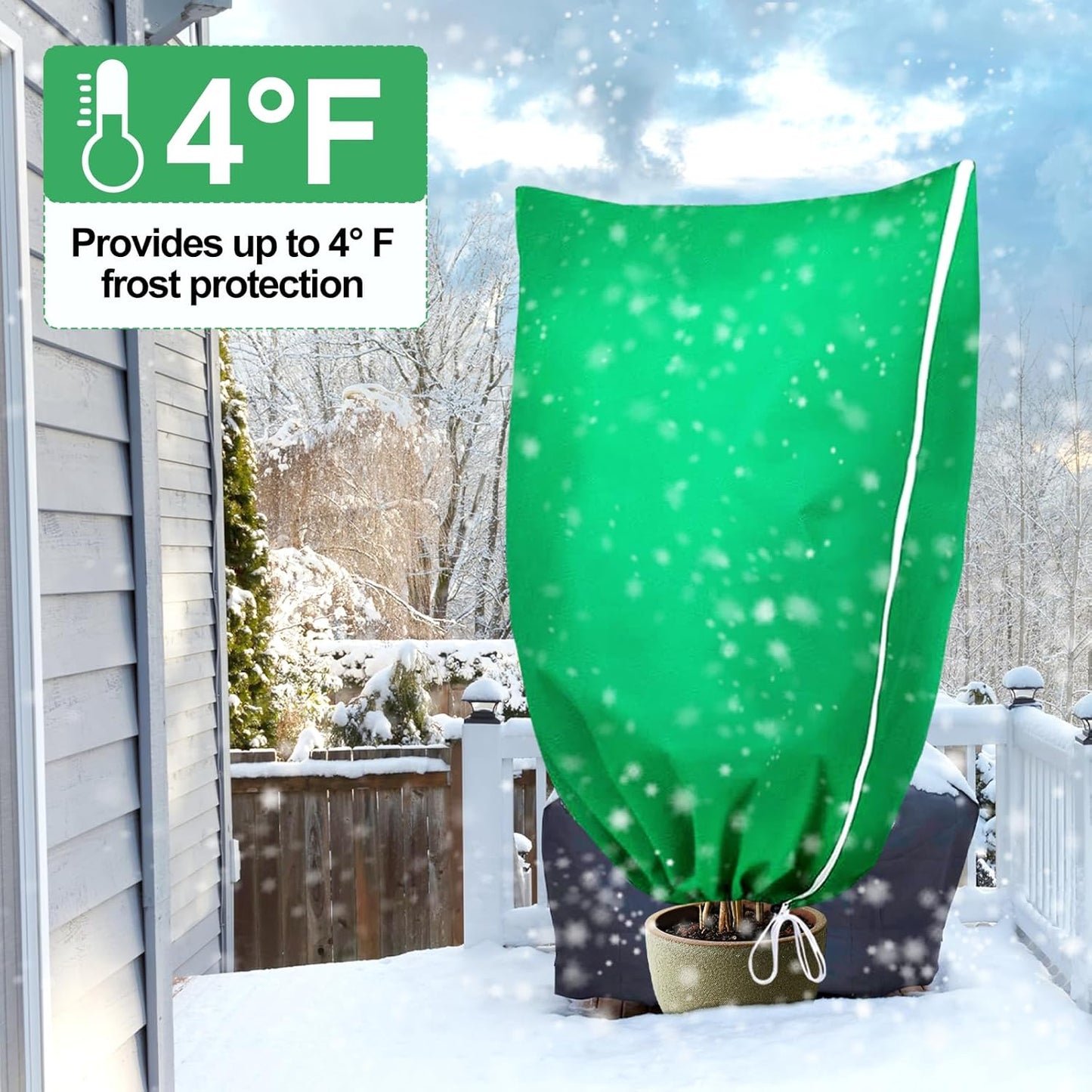 2 Pack Winter Plant Covers Freeze Protection, 31.4" X 47.2" Frost Cloths for Outdoor Plants with Zipper Drawstring, Tree Covers for Winter Cold Weather Covers Bags Shrubs Trees Jacket