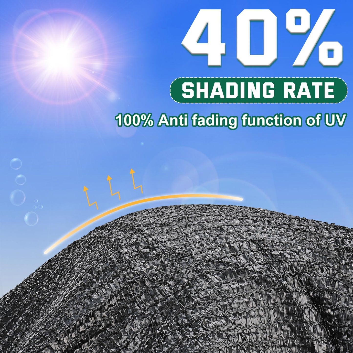 Kesfitt Garden 40% Shade Cloth, Resistant Sun Shade Net 14x20FT Mesh Tarp with HDPE Material and Reinforced Grommets Shade Trap for Greenhouse, Plant, Pergola, and Backyard Patio Sunshade