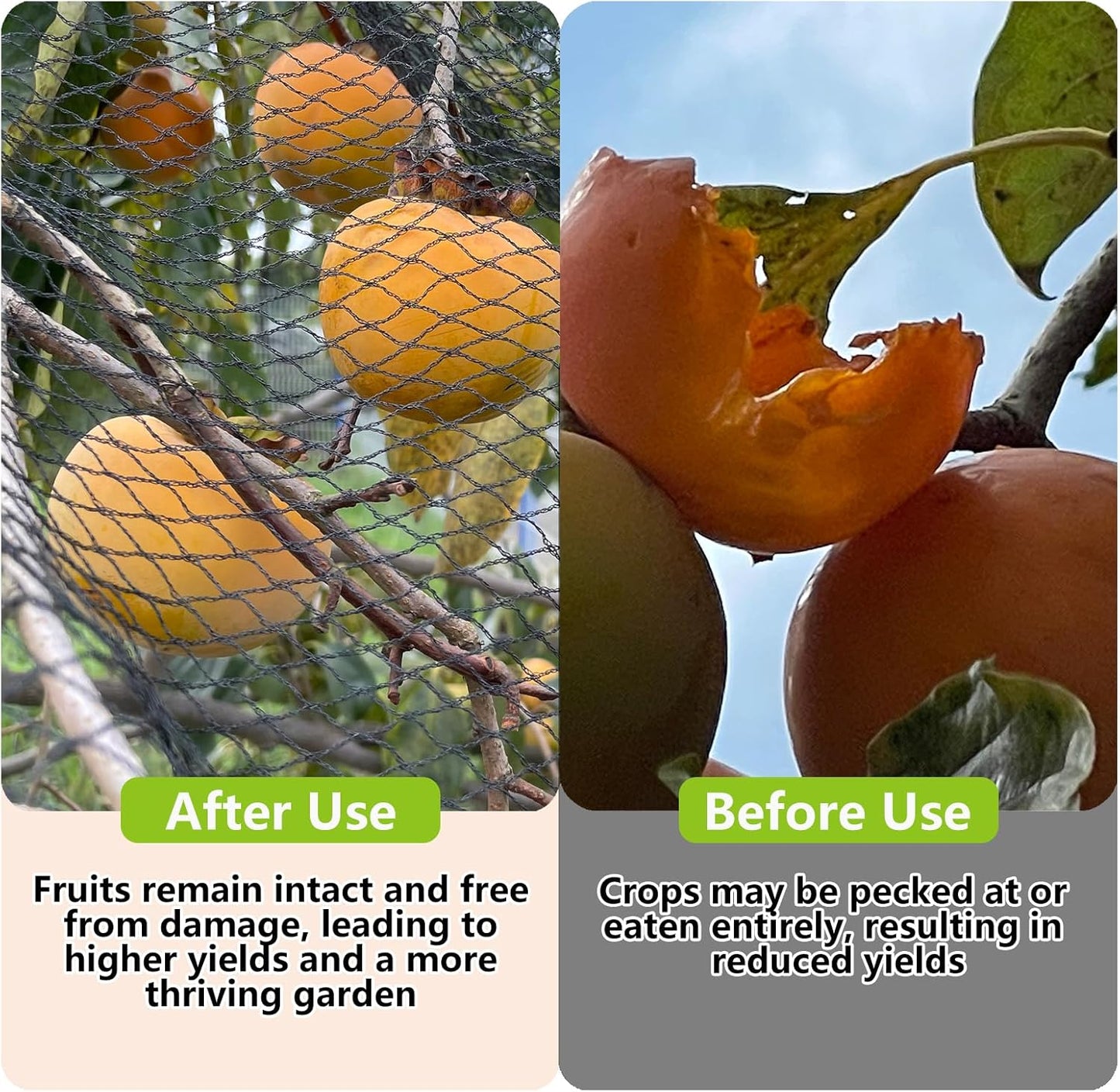 15x40ft Bird Netting for Garden Woven Mesh Garden Netting for Plants, Vegetable, Fruit Trees, Blueberry Bushes, Strawberries Against Birds, Deer, Squirrels and Other Animals