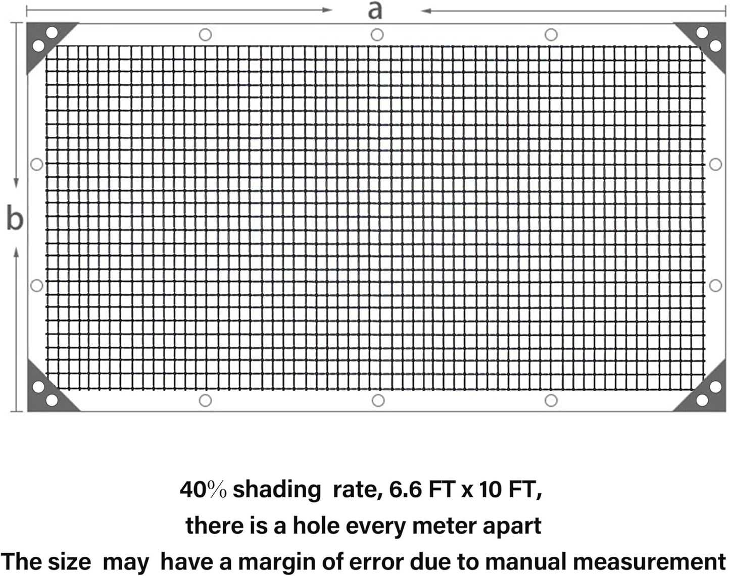 winemana 40% Black Shade Cloth, 6.6 x 10 FT Mesh Tarp with Grommets, Garden Sunblock Shade Cloth Shading Antifreezing for Plants Cover, Greenhouse, Barns Kennel, Patio, Tomatoes