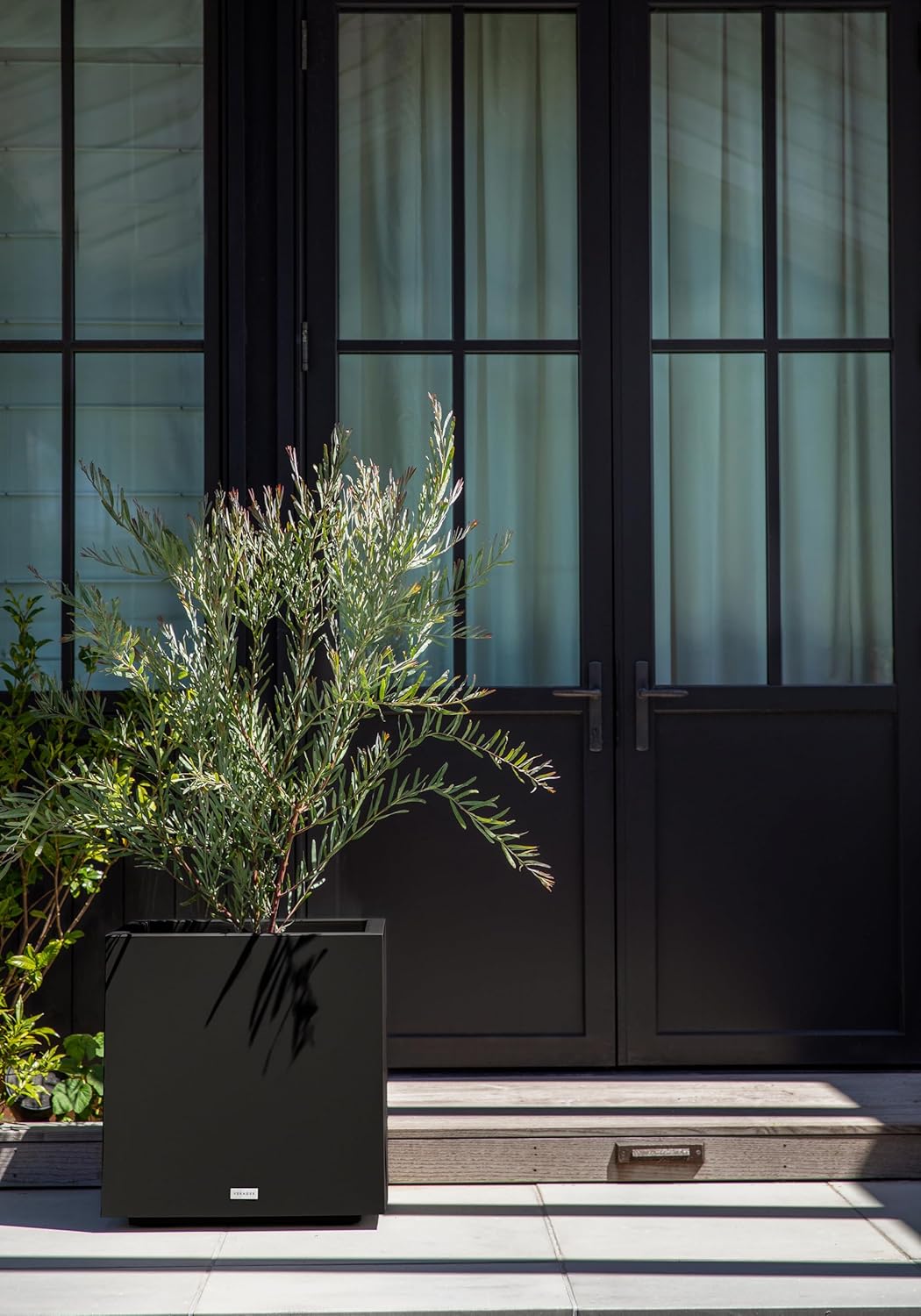 Veradek Block Series Cube Plastic Planter - Large Square Planter for Indoor or Outdoor Patio/Garden | Durable All-Weather Use with Drainage Holes | Modern Décor for Tall Plants, Trees, Flowers