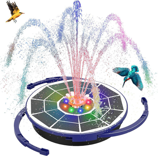 AISITIN 3.5W Solar Fountain Pump with LED Colorful Lights & 3000mAh Battery, Solar Bird Bath Fountain with 10 Nozzles, Solar Water Pump for Garden, Pond and Outdoor (Purple)