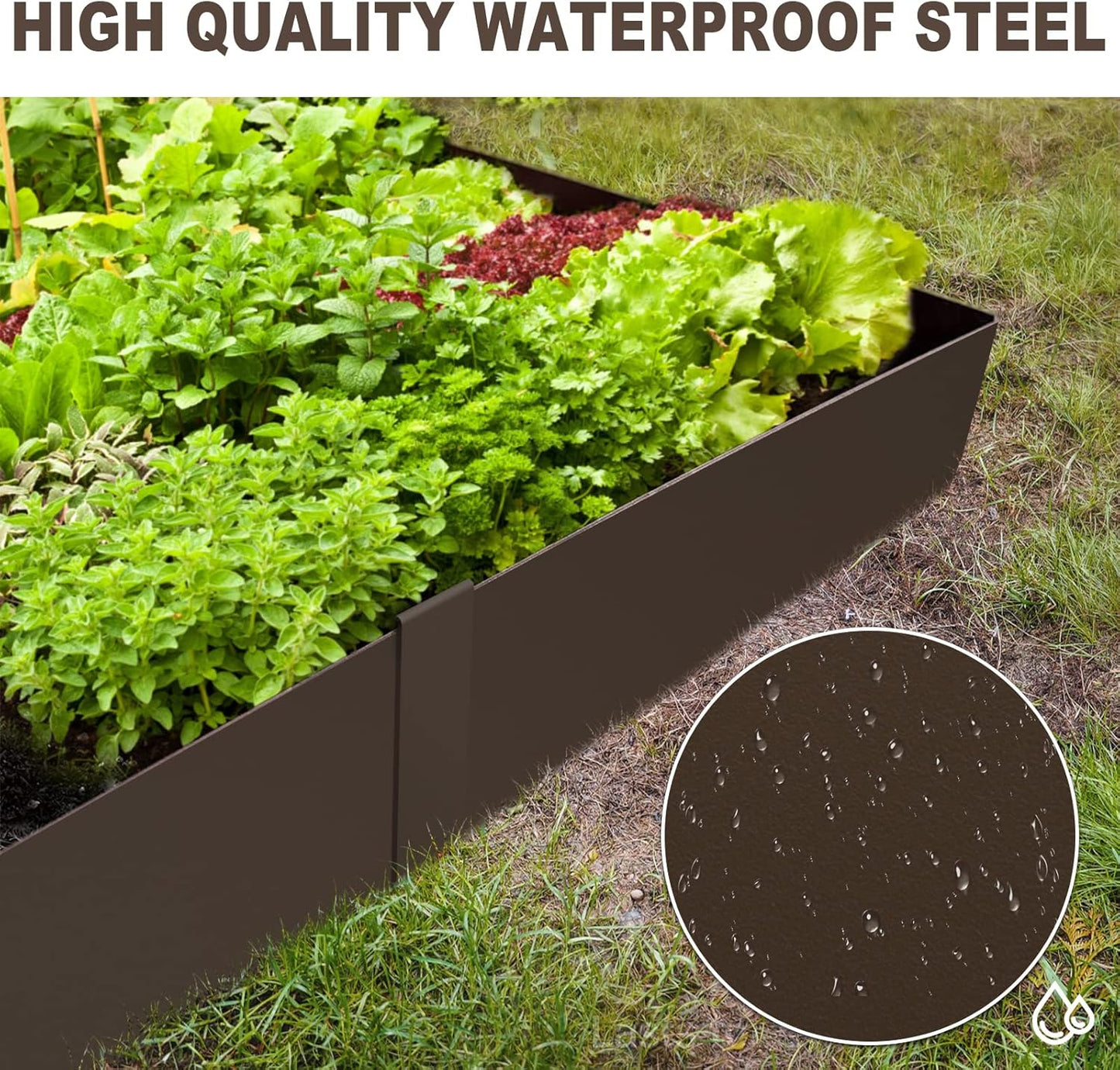 Steel Landscape Edging 40 Inch Strips, Steel Edging 4 Inch Depth, 6 Pack Hammer in Landscape Edging, Metal Landscape Edging, Metal Edging for Landscaping（Brown