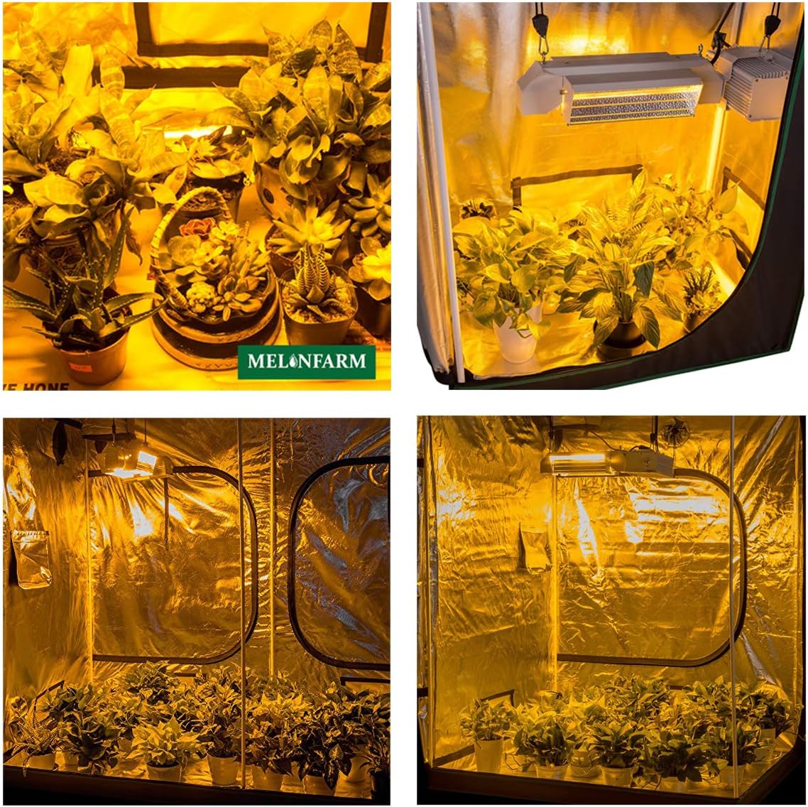 MELONFARM 57"x57"x80'' Grow Tent, High Reflective 600D Diamond Mylar Canvas with Observation Window and Floor Tray for Hydroponic Indoor Plant Growing