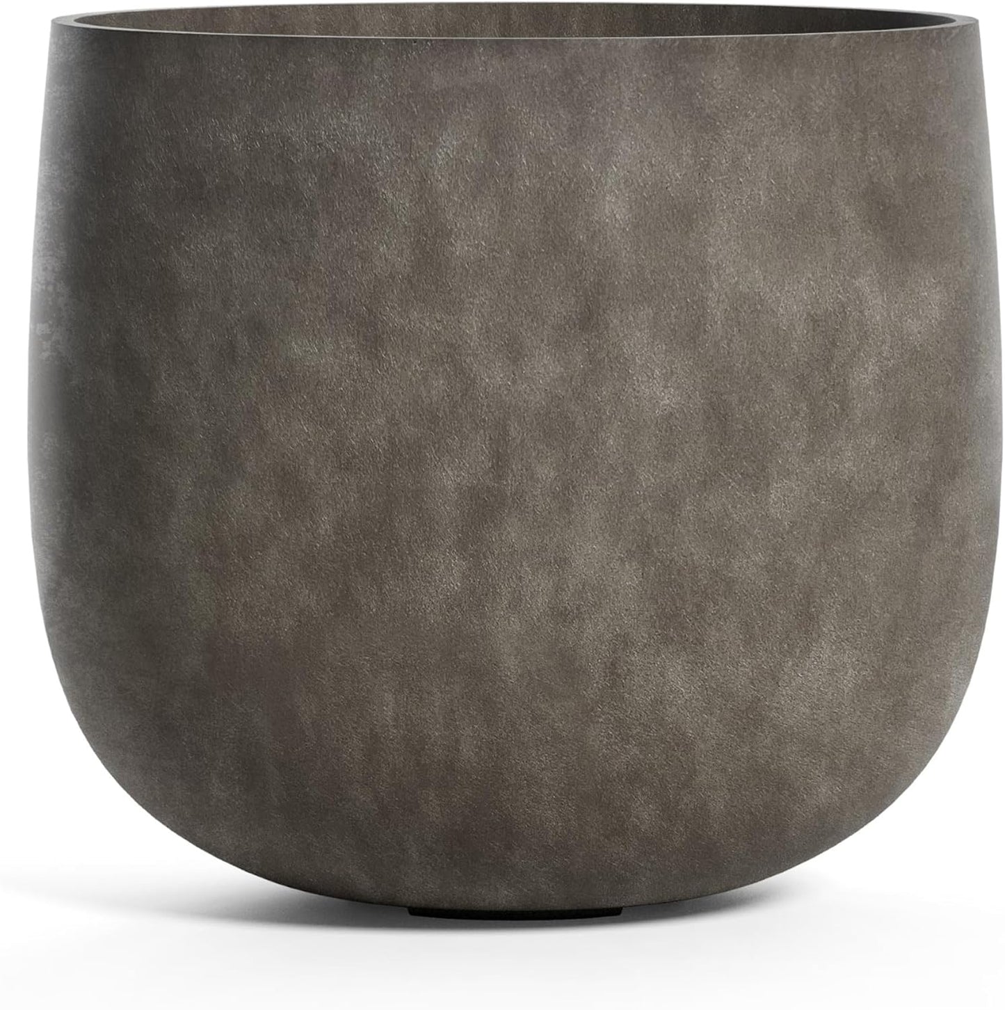 Mondo Large Planter – River Stone Finish – Fiberglass Indoor/Outdoor and Weather-Resistant Round Planter (19.7" D x 19.1" H Exterior, 18.5" D x 18.5" H Interior)