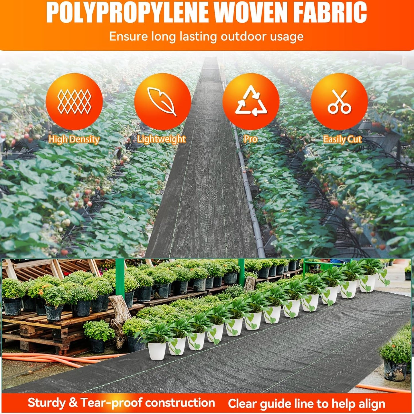 LIUJIAYI 2.4oz-3FTx50FT Weed Barrier Landscape Fabric - Durable Weed Block Gardening Ground Cover Mat, Woven Geotextile Fabric for Underlayment, Commercial Driveway Stabilization, Weed Control Cloth