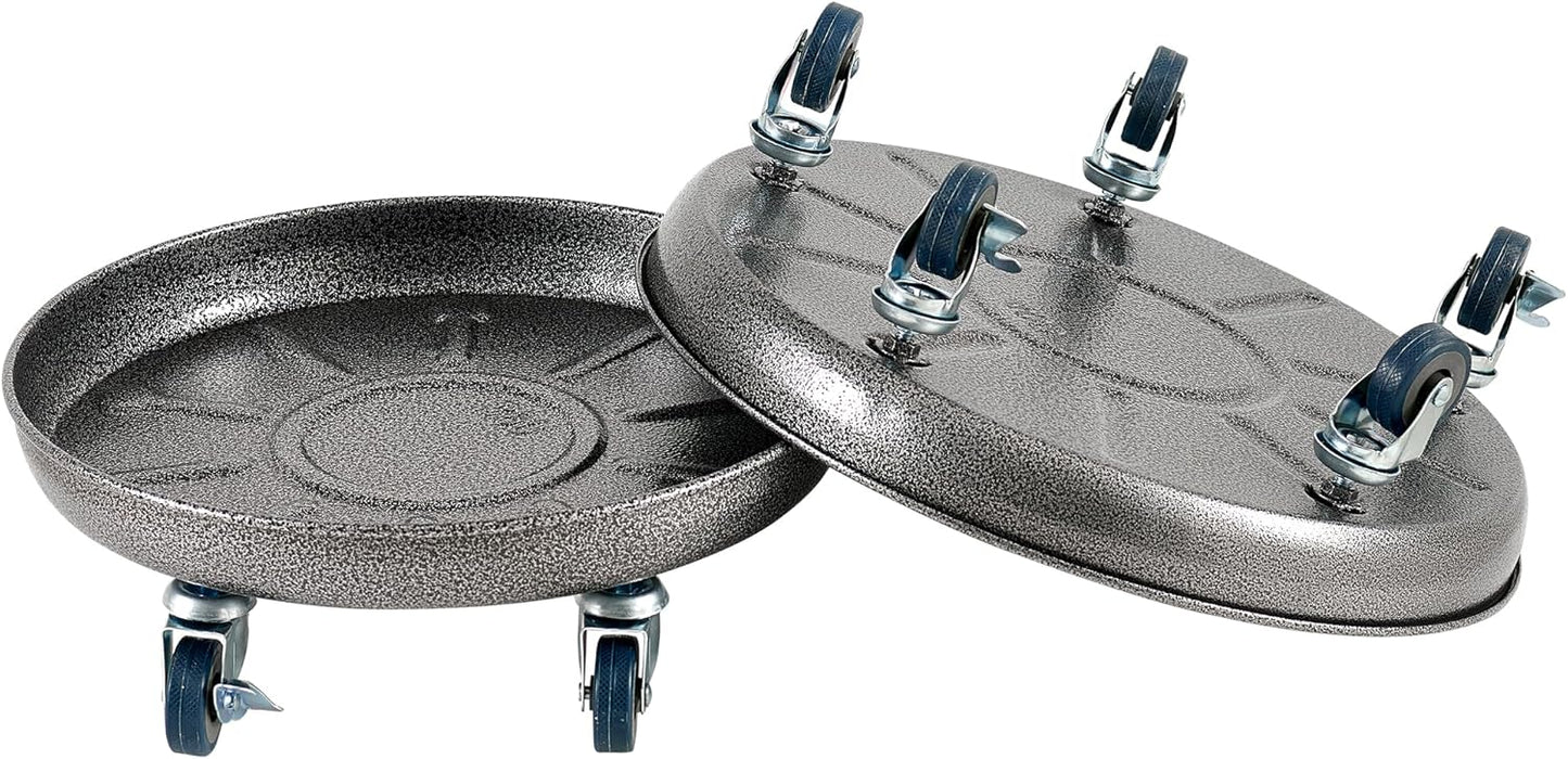 Choclaif Plant Caddy with Wheels,2 Pack Silver Heavy Duty Plant Stand with Universal Wheels,Round Pot Trolley for Indoor Outdoor 14inch