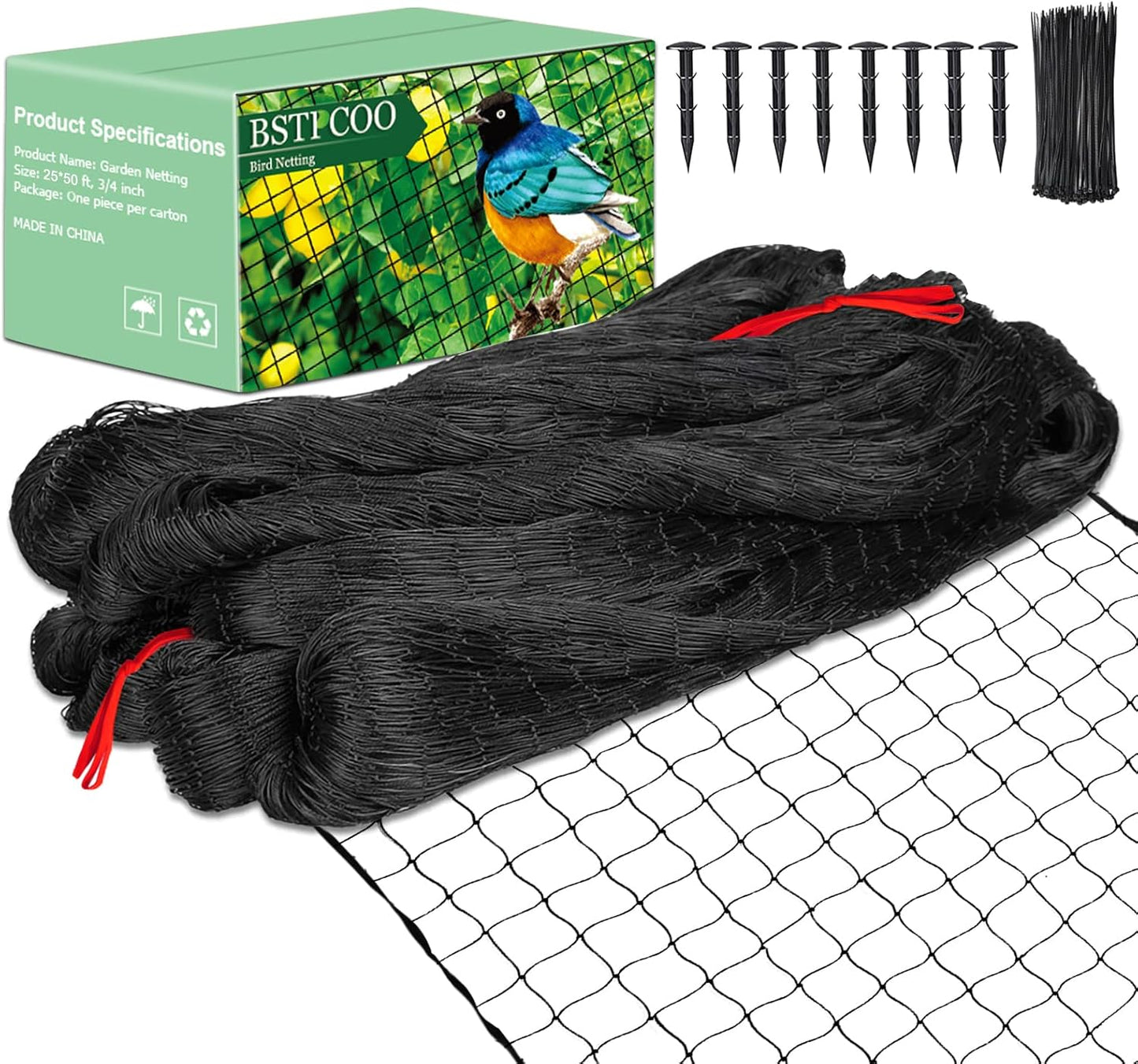 Bird Net 25'x50' Bird Netting for Chicken Coop Roof, Nylon 3/4" Mesh Poultry Netting Garden Nettings for Fruits Trees Plant, Aviary Nettings Deer Fence Trellis Net
