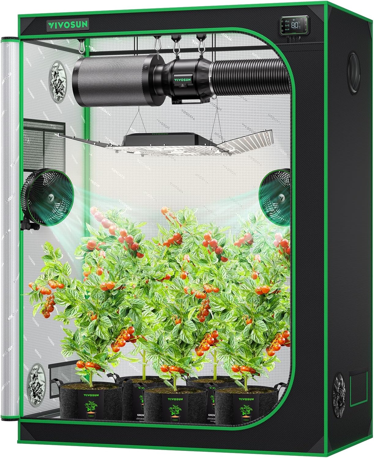 VIVOSUN S538 5x2 Grow Tent, 60"x32"x80" High Reflective Mylar with Observation Window and Floor Tray for Hydroponics Indoor Plant for VS2000/VSF4300