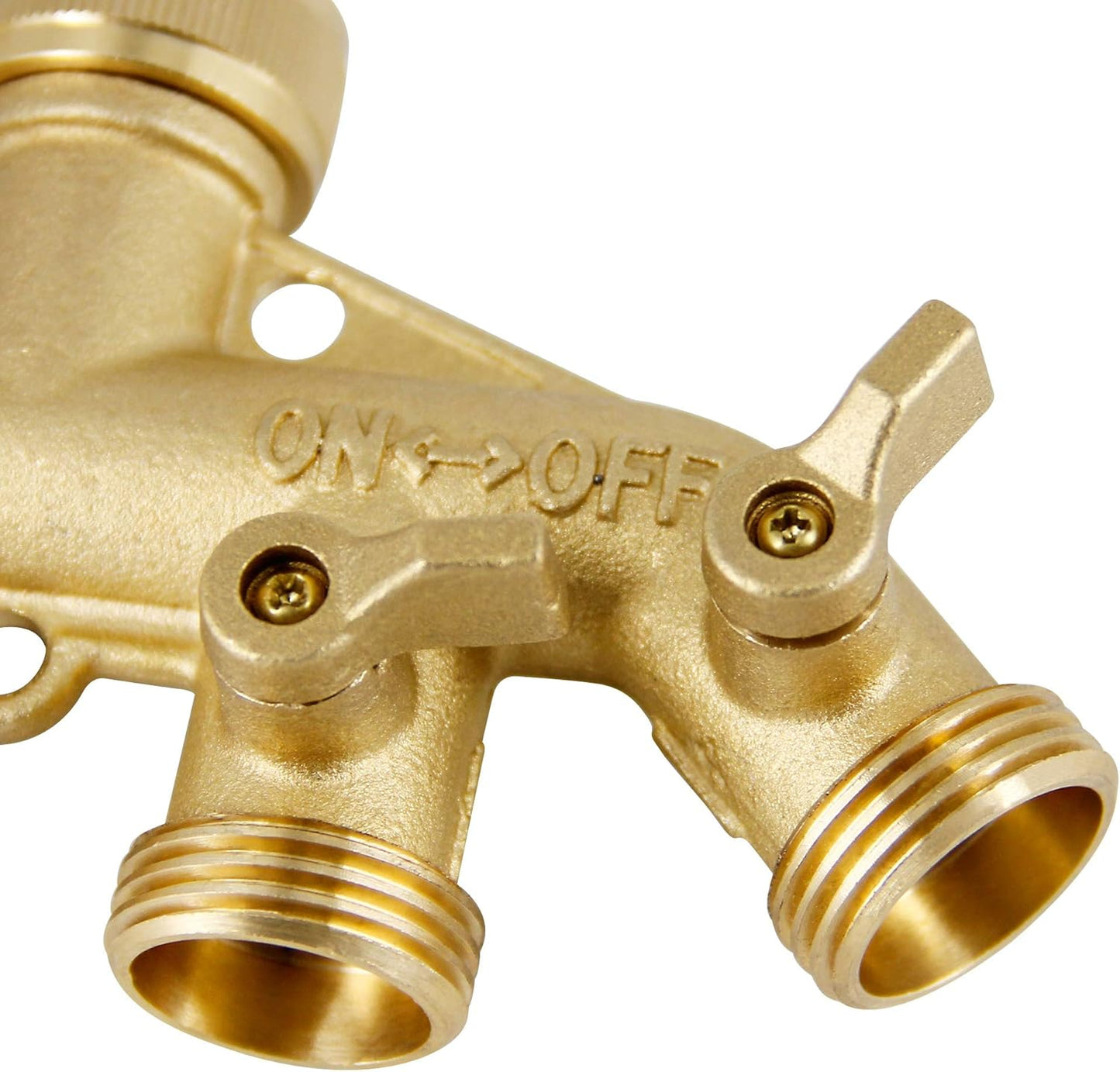 4 Way Brass Hose Splitter, 3/4" Heavy-Duty Brass Garden Hose Splitter, Garden Hose Adapter Connector