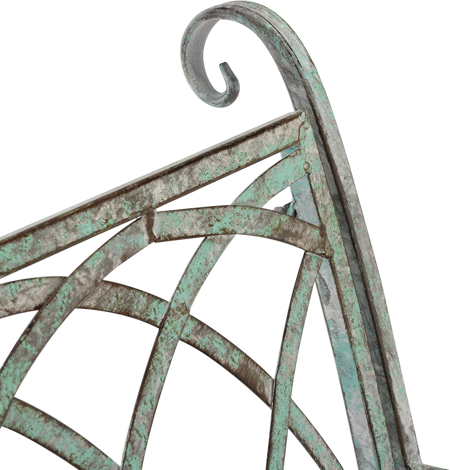 SAFAVIEH Outdoor Collection Ressi Victorian Antique Dark Green Wrought Iron Rock Bench