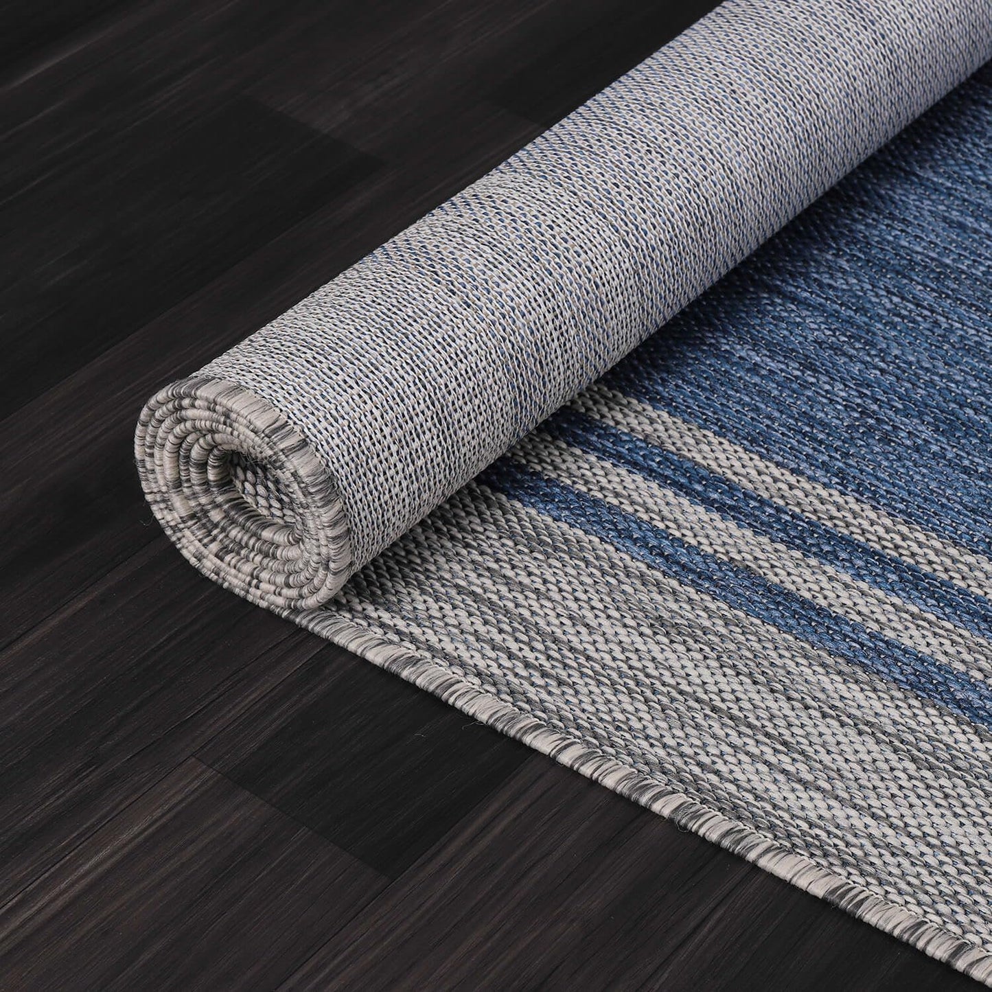 Bordered Outdoor Rug 10x14 Washable Outside Carpet for Indoor Patio Porch Waterproof Easy Cleaning Non Shedding Area Rugs Navy 10 x 14