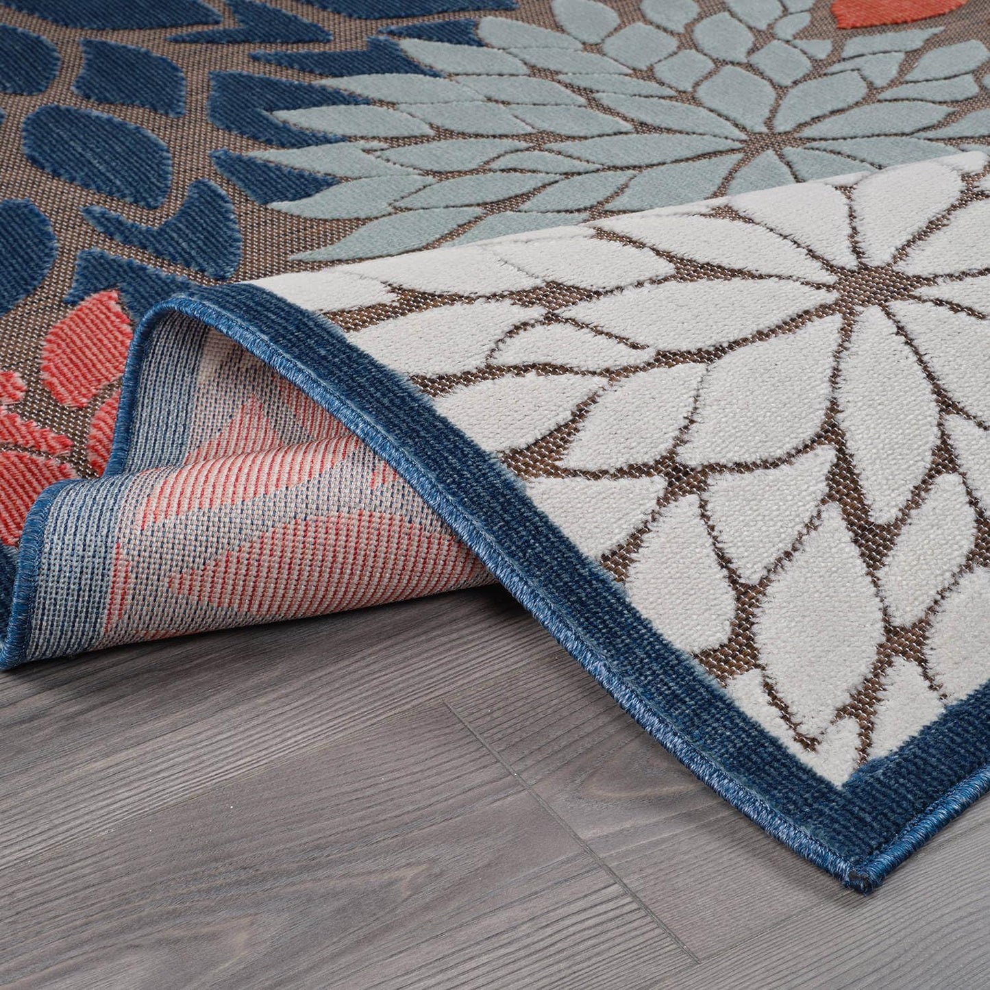 Beverly Rug Outdoor Rug 6x9 Modern Floral Tropical Area Rugs for Indoor and Outdoor Patio Easy to Clean Non Shedding Living Room Porch Garden Washable Outside Carpet (6 x 9 Brown)