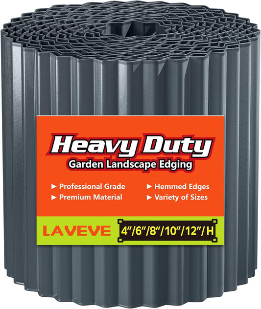 LAVEVE Corrugated Metal Garden Edging 12" x 20Ft, Landscape Edging Border for Lawn, Flower Bed, Garden Fence, Paver Edging (Dark Gray)