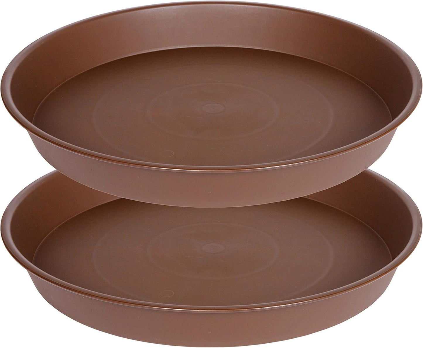 2 Pack of 14 inch Plant Saucer, Heavy Duty Round Plant Trays for Pots, Plastic Plant Water Tray, Bird Bath Bowls, Plant Saucers for Indoors, Pot Drip Trays for Planter 12-14" (14", Chocolate)