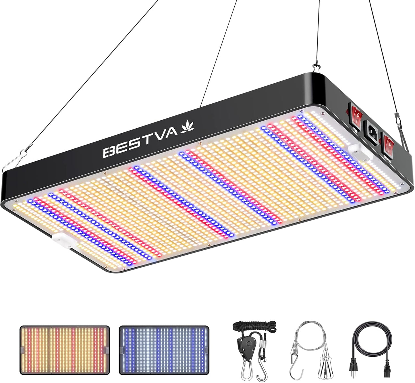 BESTVA DC3000 LED Grow Light with High Yield Diodes Full Spectrum for Indoor Plants, Greenhouse, Hydroponic, Veg Bloom Light