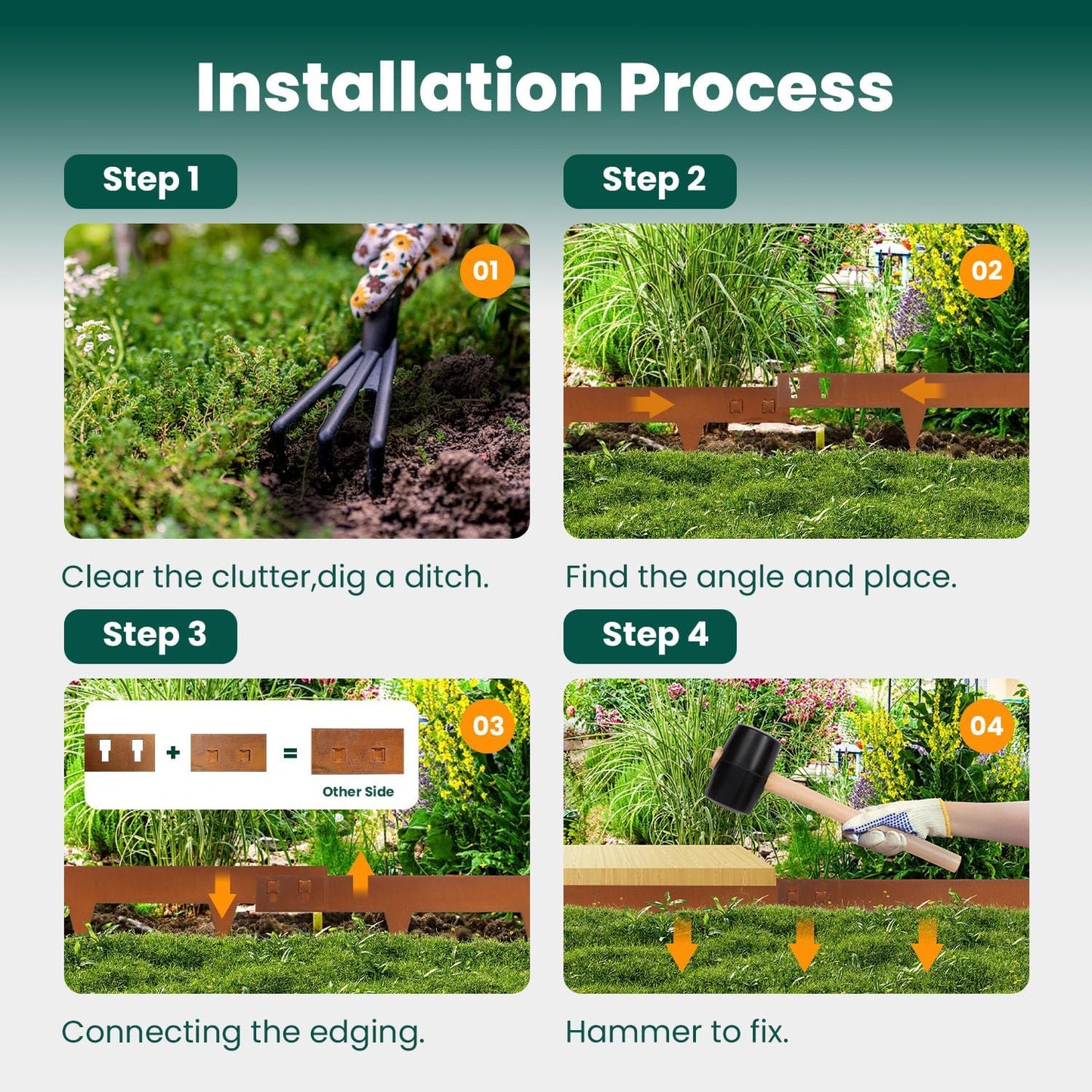 Corten Steel Landscape Edging 4.5 Inch Depth Steel Landscaping Edging 40 Inch Strips10 pcs Metal Garden Landscape Border Rusted Edge for Lawn Yard Outdoor Plant by GZGNEEVL