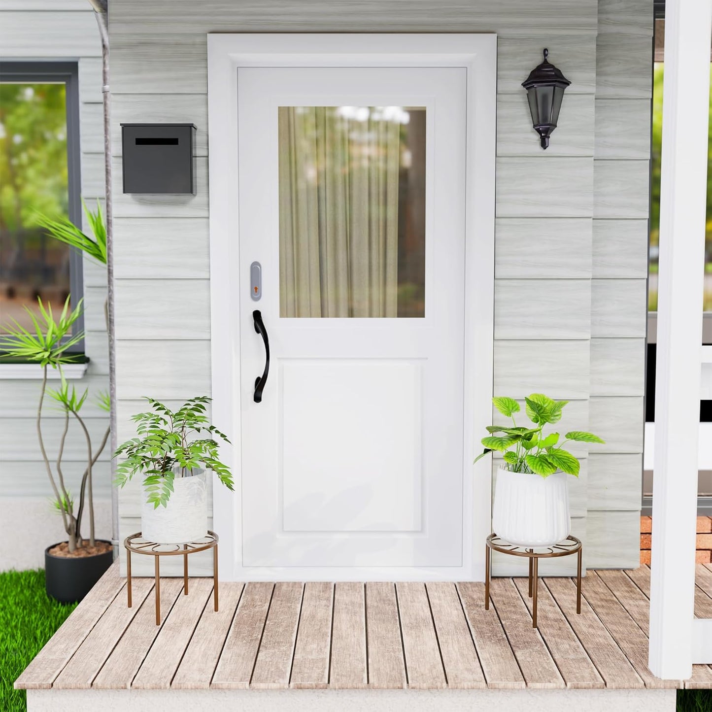 Brown Plant Stand Plant Riser - 10.24'' Metal Flower Stand for Garden Home, Anti-rust Plant Holder for Multiple Plant Indoor or Outdoor.