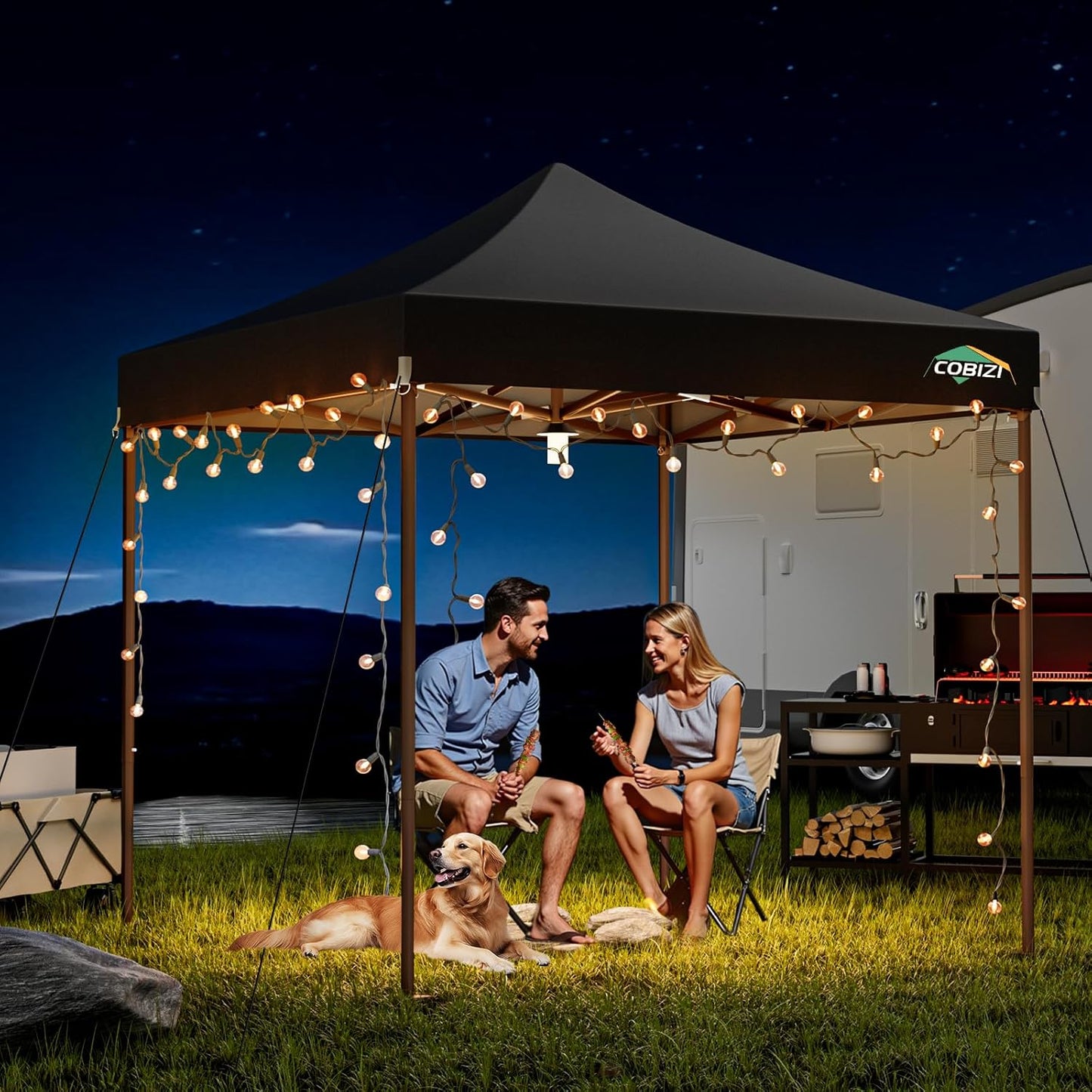 COBIZI 10x10 Pop Up Canopy Tent Heavy Duty with 4 Sidewall, Commercial Outdoor Easy Pop Up Gazebo for Party Wedding All Weather Waterproof UV 50+ with Carry Bag(Leg Upgraded),Black