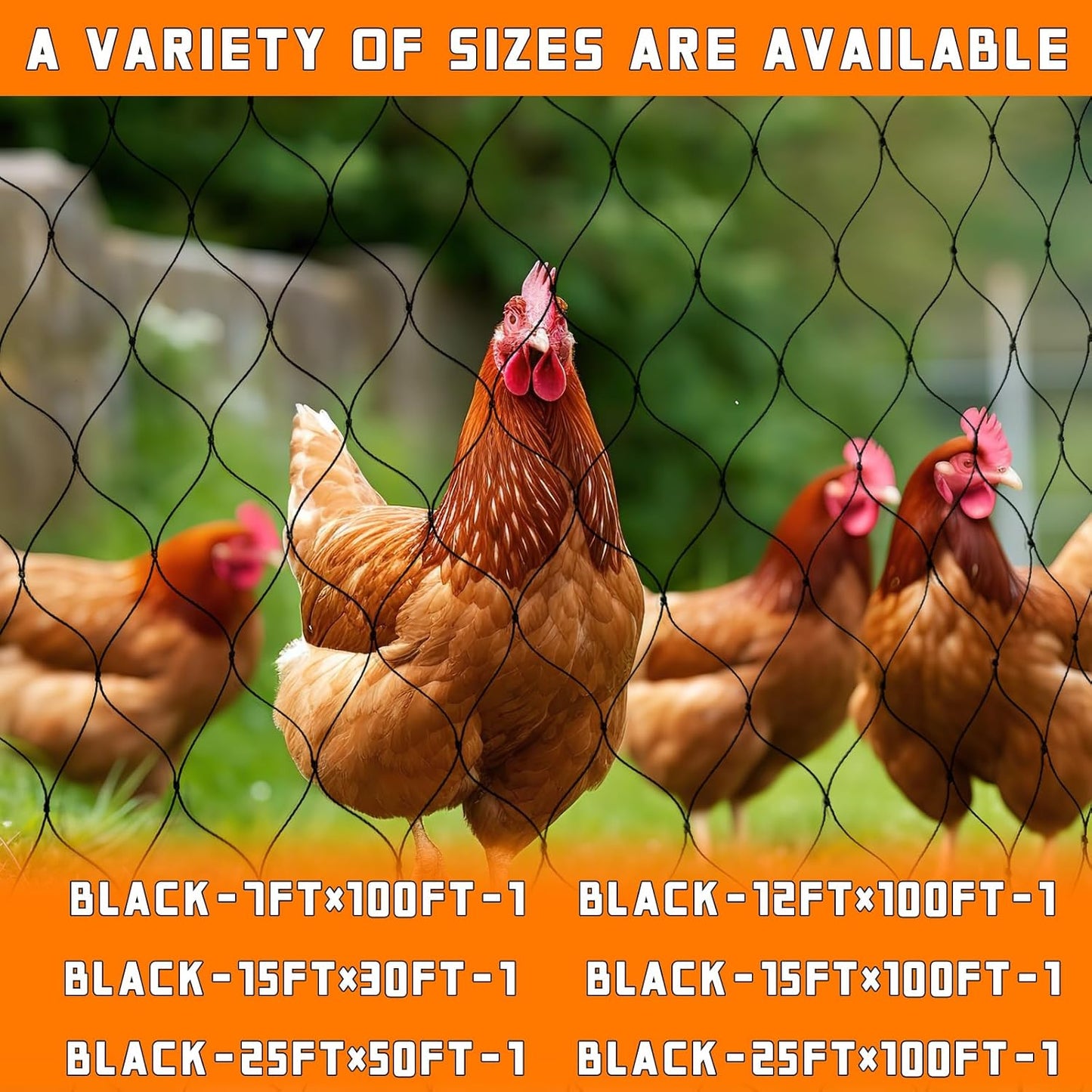 Bird Netting for Garden Heavy Duty Nylon Mesh Garden Netting for Garden Protection Bird Fence Plant Netting Protection Against Birds, Deer, Squirrels and Other Animals (25x50FT)