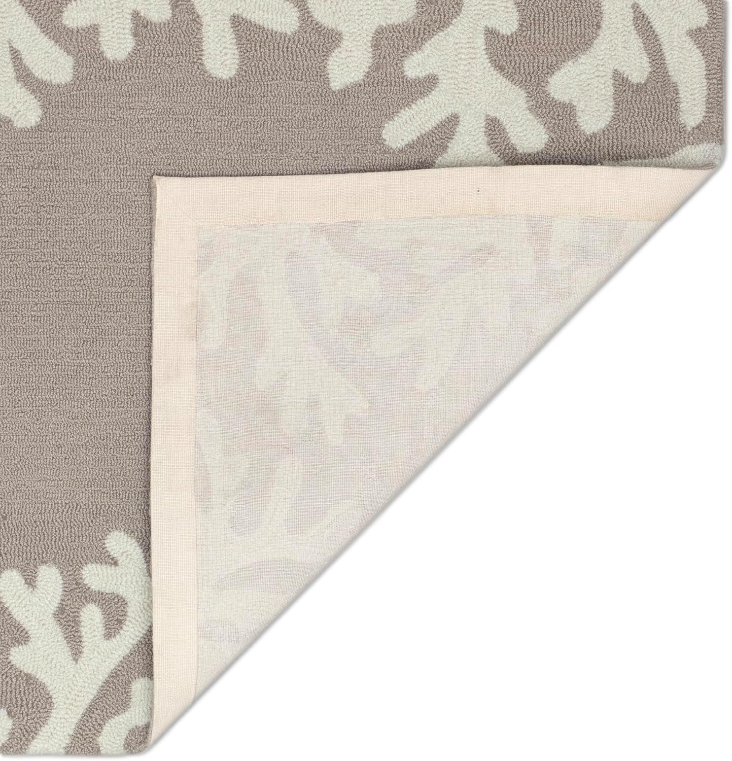 Liora Manne CAPRI Indoor/Outdoor Handmade Synthetic Blend Durable Area Rug - Traditional Border Coastal Beach Accent (Coral Border Silver) (2' x 5')