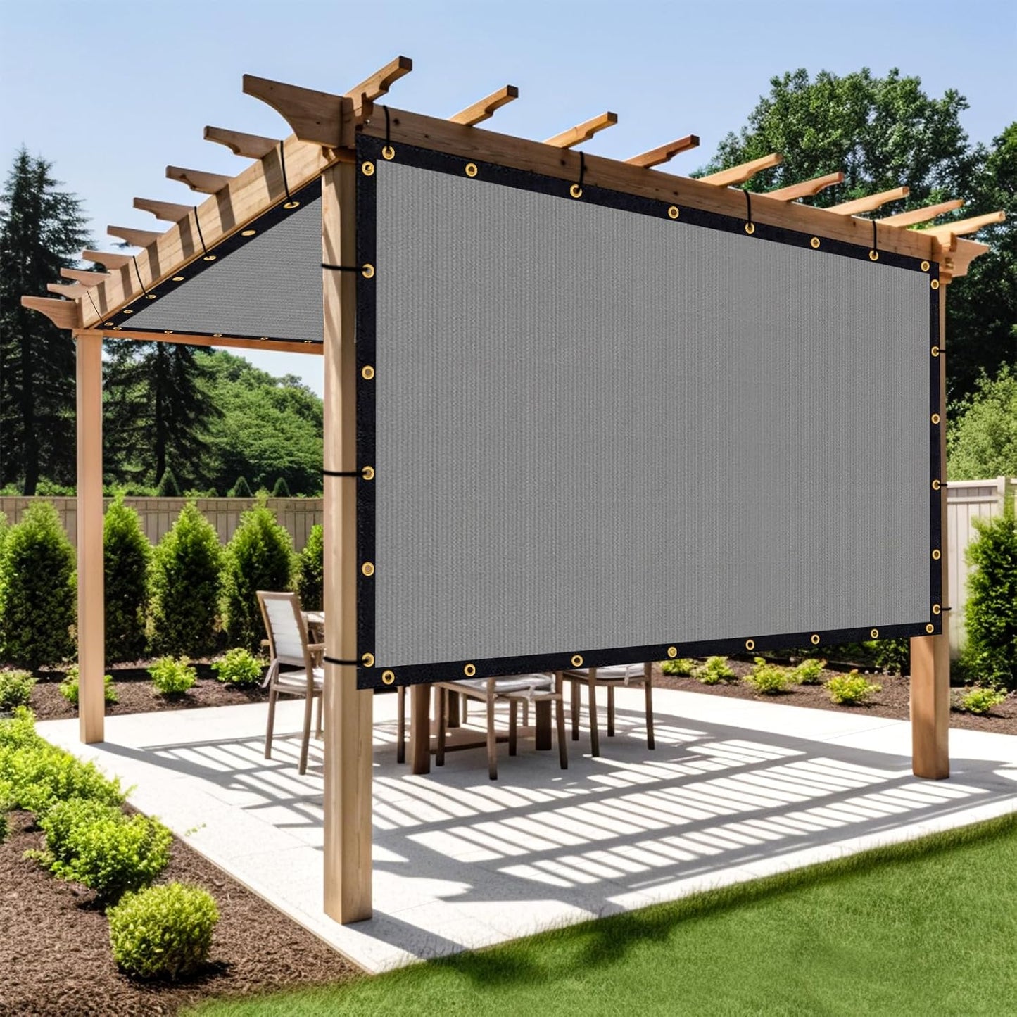 Shade&Beyond Customized Size 22' X 23' Shade Cloth with Grommets, 90% UV Protection UV Protection Mesh Tarp Sun Screens for Patio GN01, Light Gray