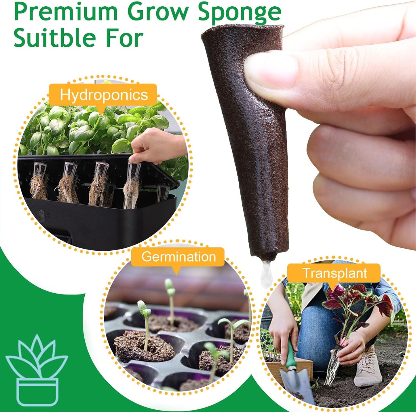 Grow Sponges for Hydroponics, Supplementary Accessory kit Compatible with Aerogarden and Most Hydroponics Growing System