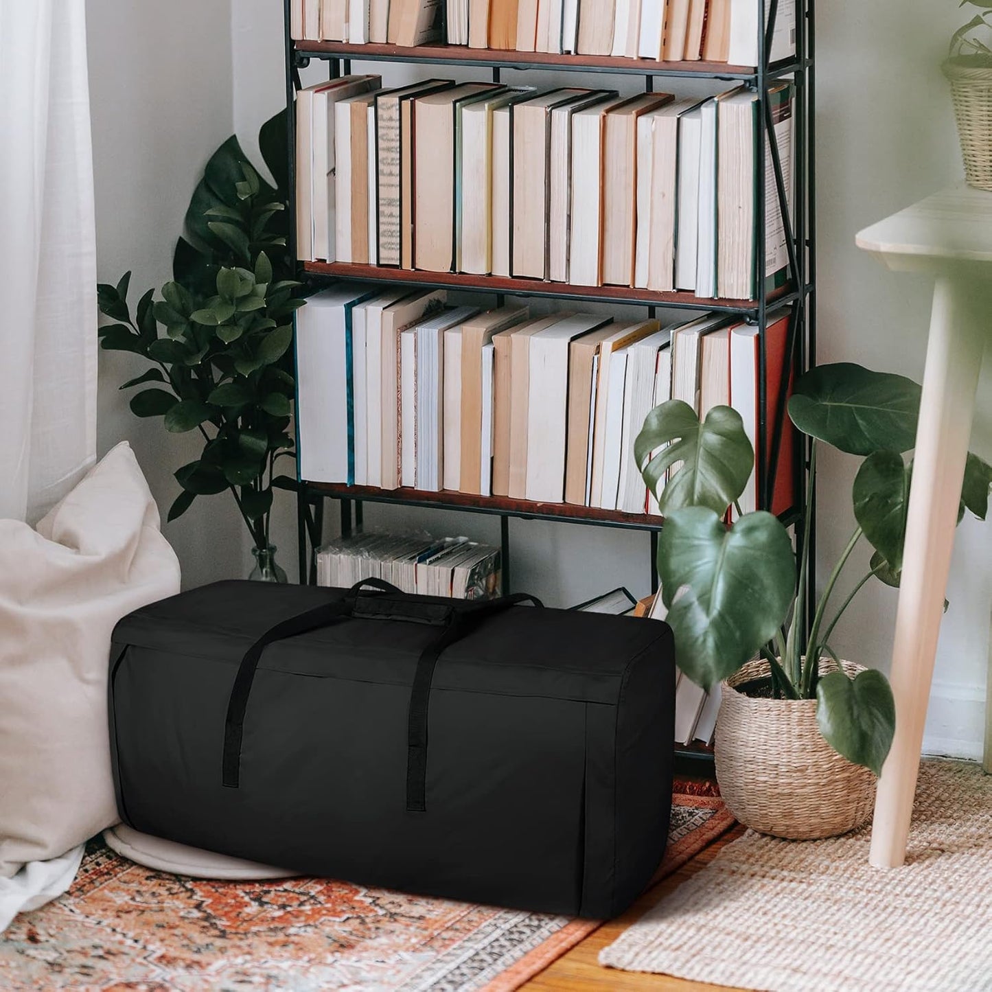 Porch Shield Outdoor Cushion Storage Bag 62 inch Waterproof Outside Storage Bags for Patio Furniture with Zippers and Handles Black