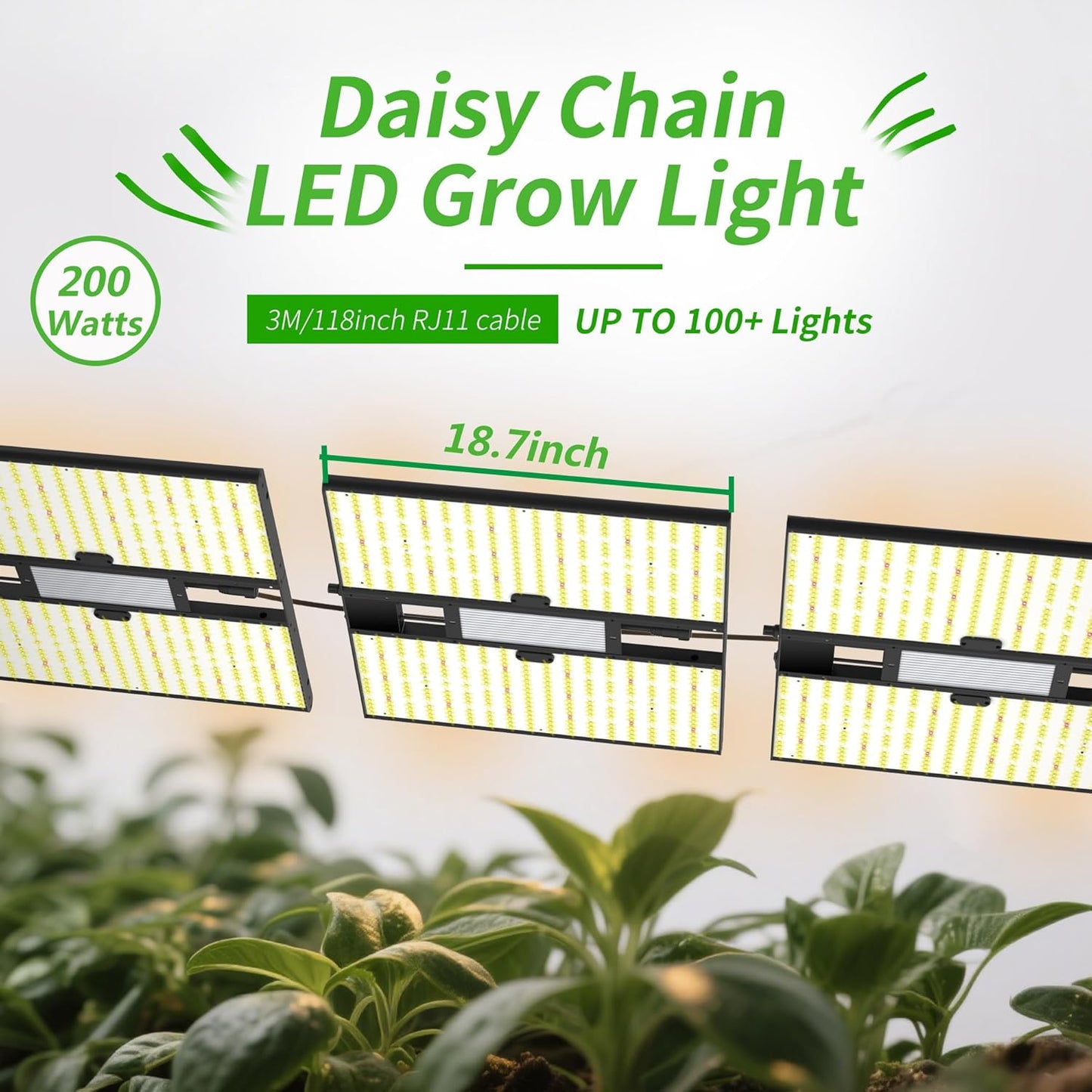 FARMLITE Grow Light for Indoor Plants Quantum Board Grow Light Full Spectrum Led Grow Lights Growing Lamp Daisy Chain Dimmable (200Watts)