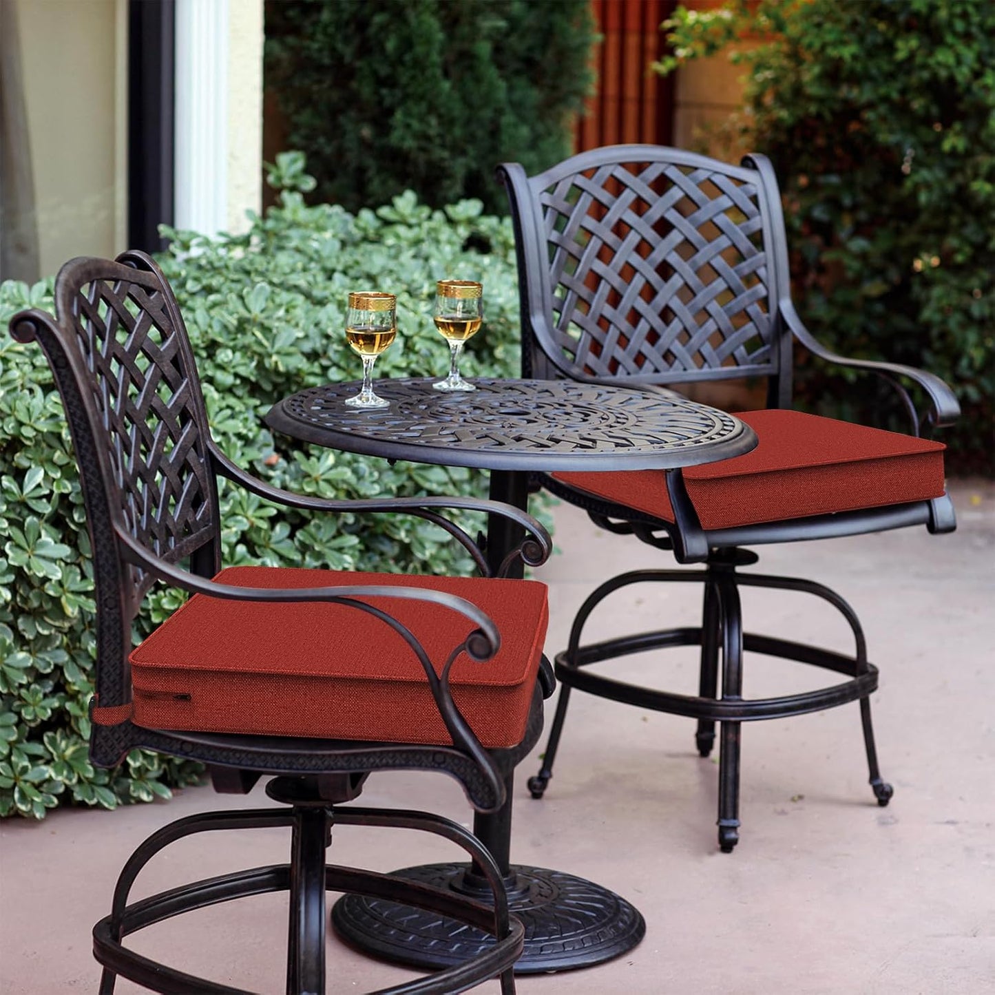 LVTXIII Patio Chair Cushions 19"x19"x3", Water-Repellent Outdoor Seat Cushions for Patio Furniture, Square Chair Pads with Ties for Home Garden Decoration, Set of 2, Brick Red